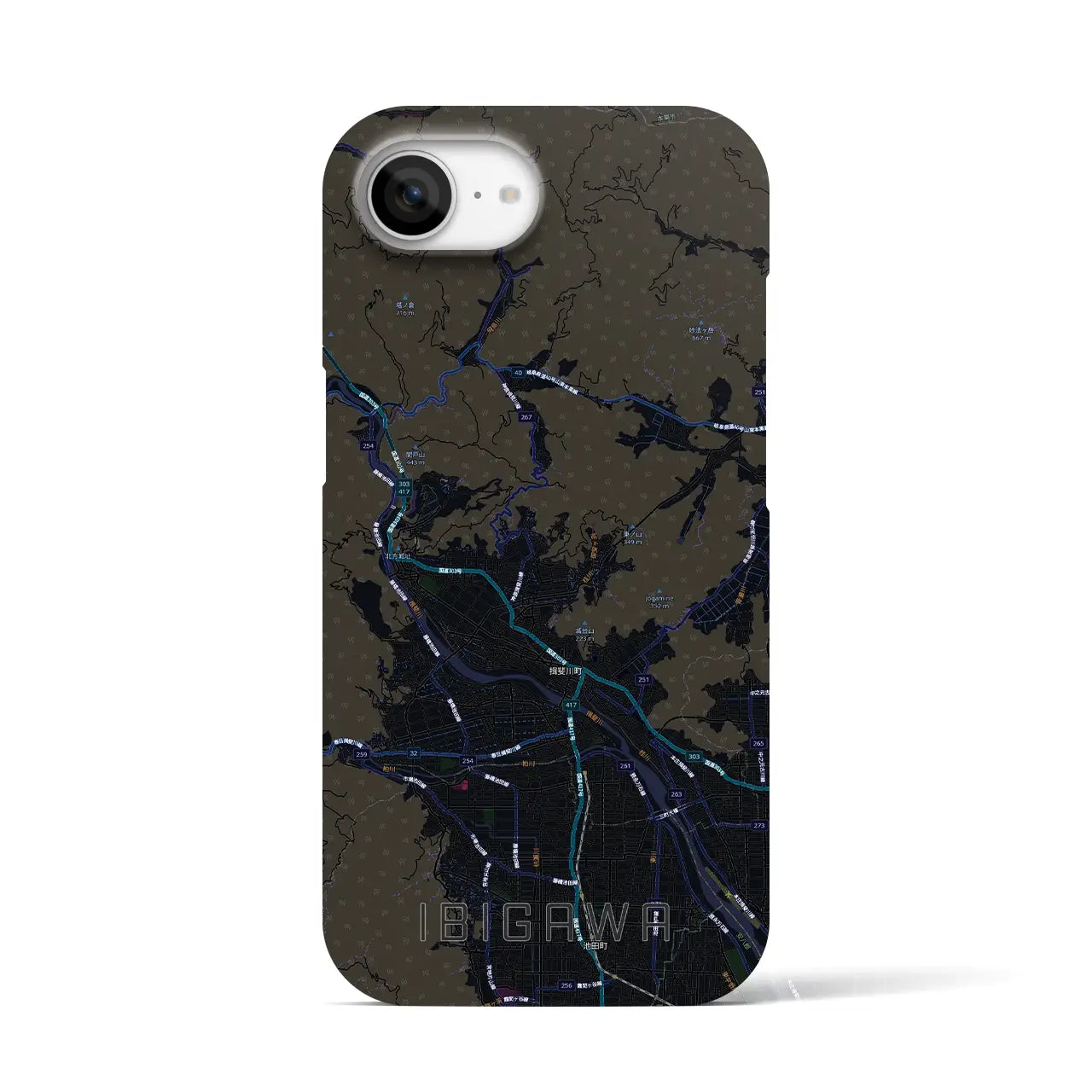 【揖斐川(岐阜県)】地図柄iPhoneケース(バックカバータイプ)