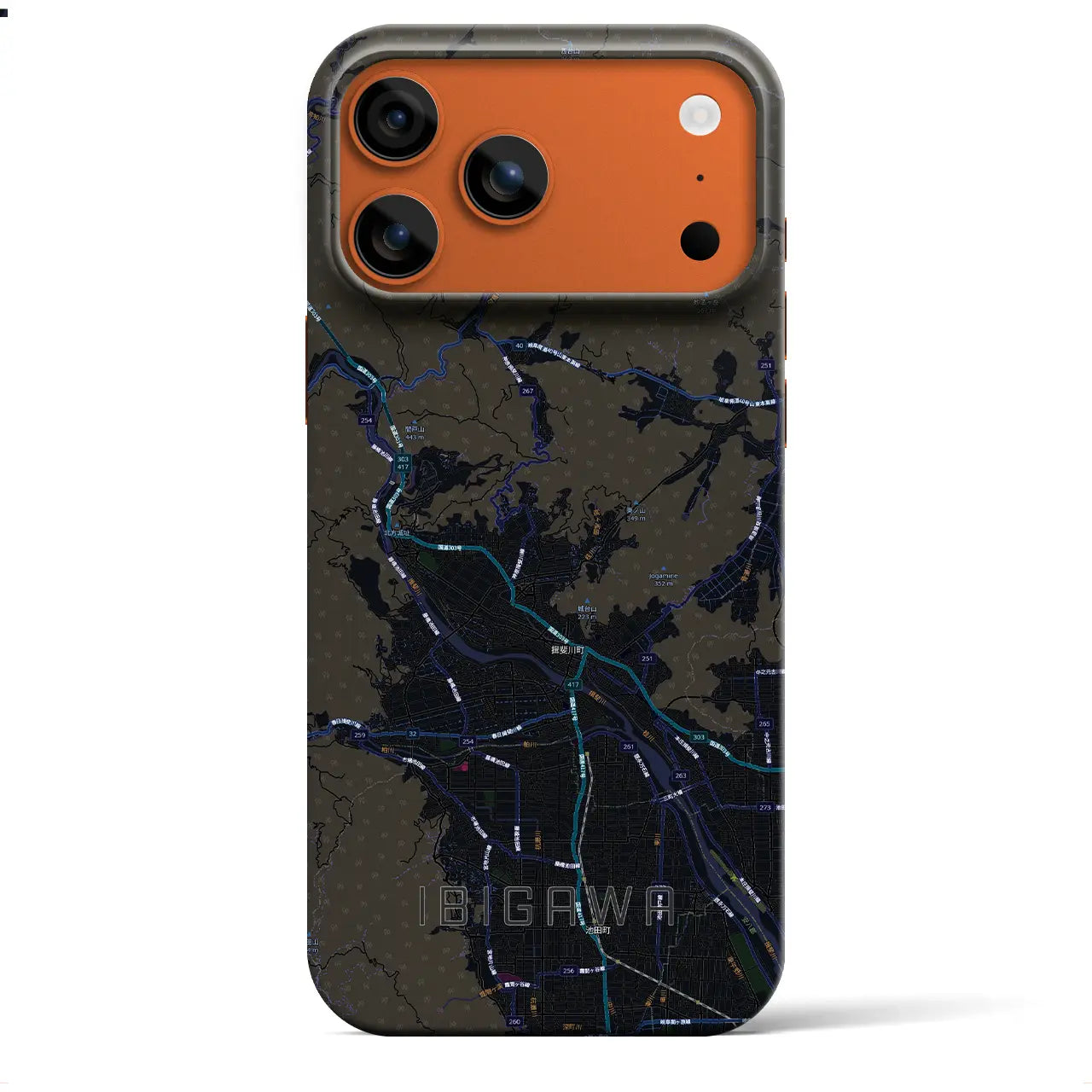 【揖斐川(岐阜県)】地図柄iPhoneケース(バックカバータイプ)