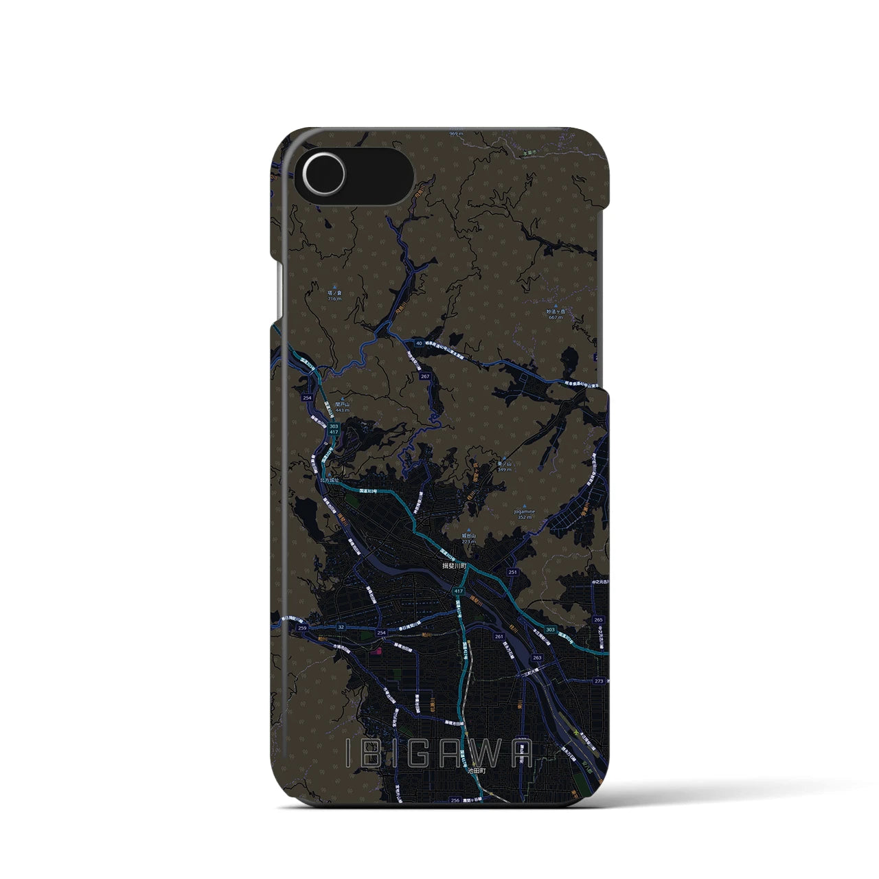 【揖斐川(岐阜県)】地図柄iPhoneケース(バックカバータイプ)