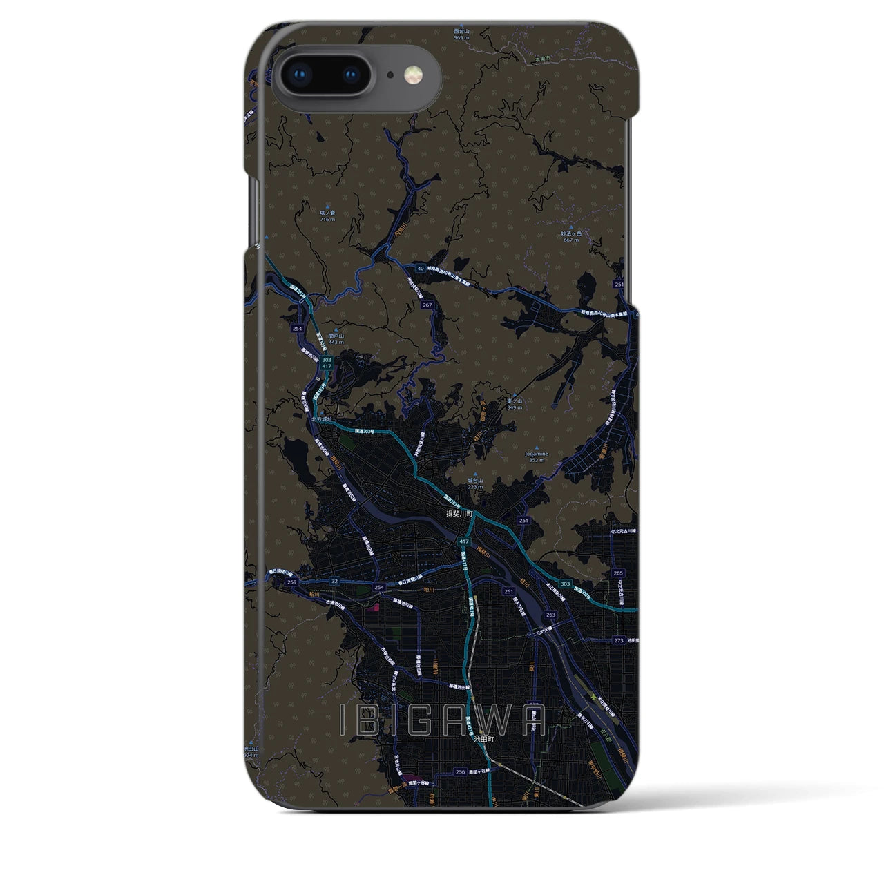 【揖斐川(岐阜県)】地図柄iPhoneケース(バックカバータイプ)