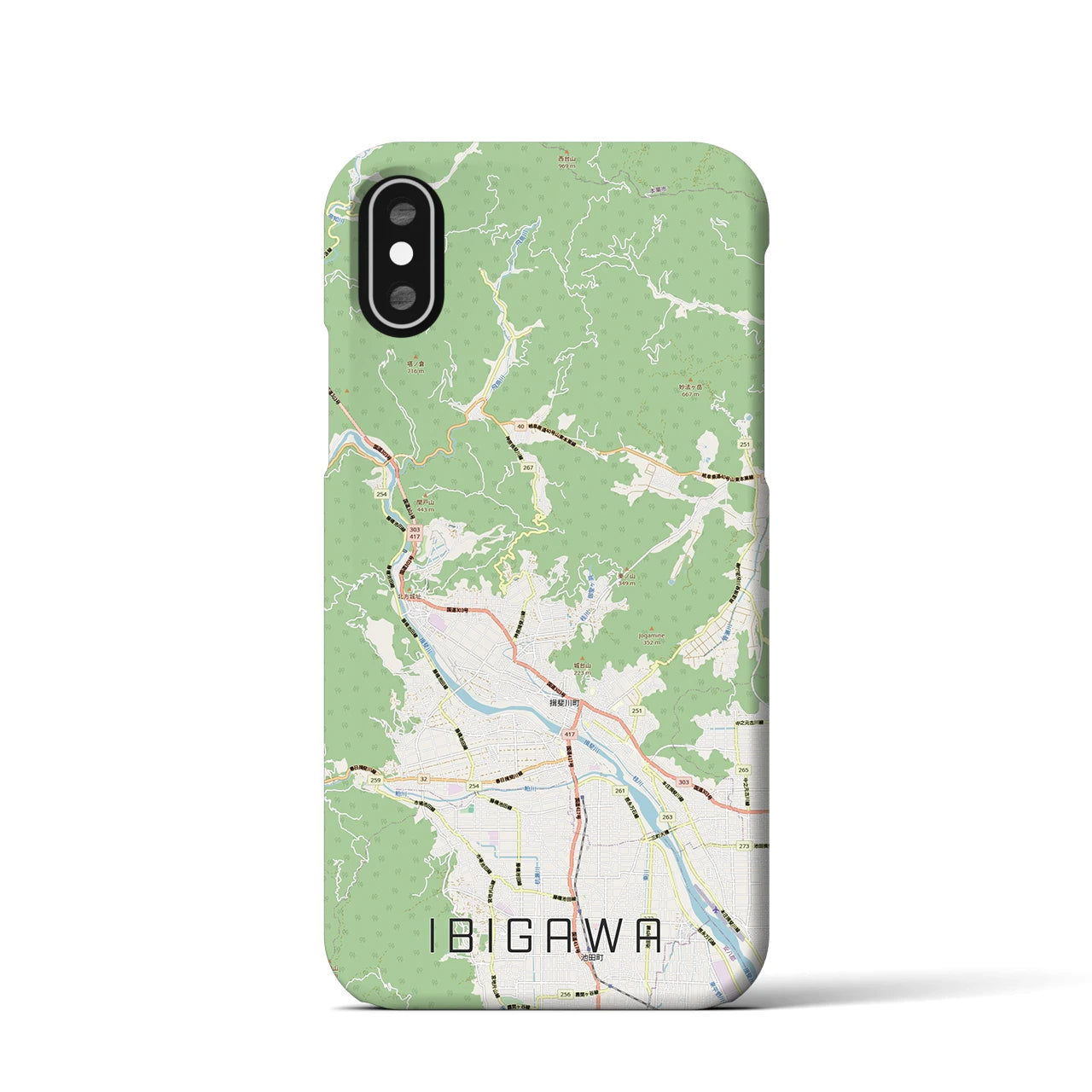 【揖斐川(岐阜県)】地図柄iPhoneケース(バックカバータイプ)