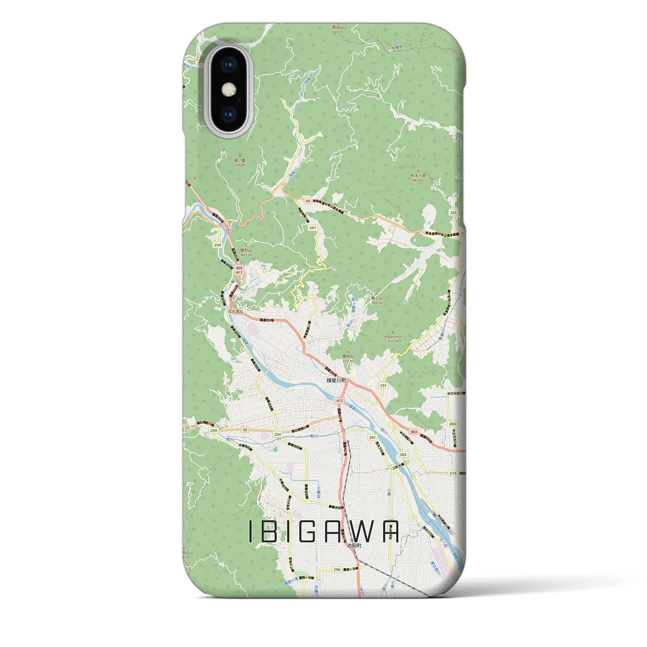 【揖斐川(岐阜県)】地図柄iPhoneケース(バックカバータイプ)