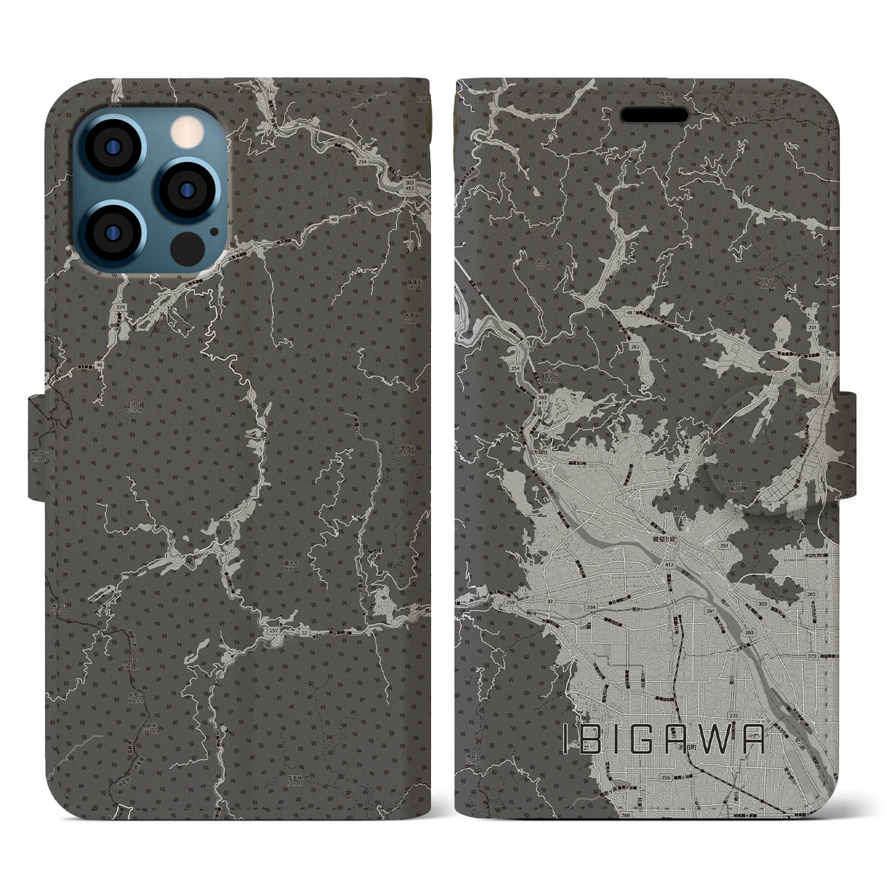【揖斐川(岐阜県)】地図柄iPhoneケース(手帳タイプ)