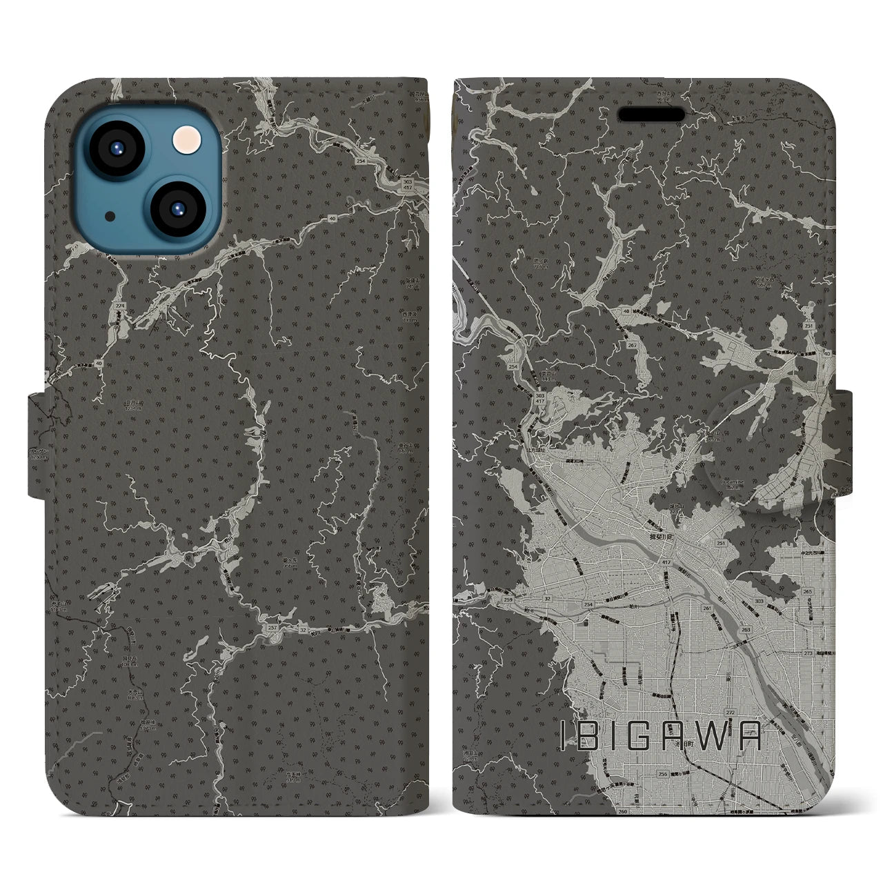 【揖斐川(岐阜県)】地図柄iPhoneケース(手帳タイプ)