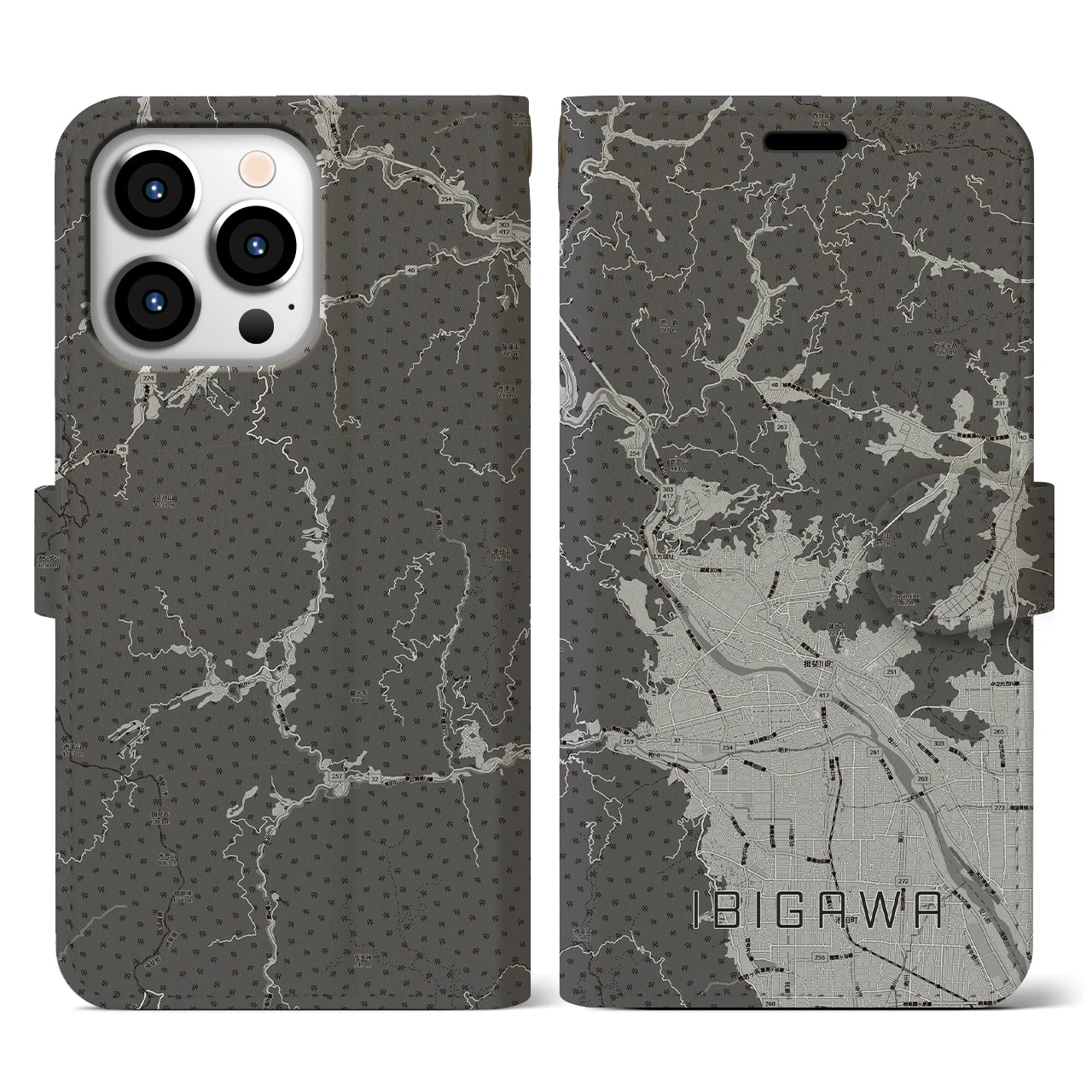 【揖斐川(岐阜県)】地図柄iPhoneケース(手帳タイプ)