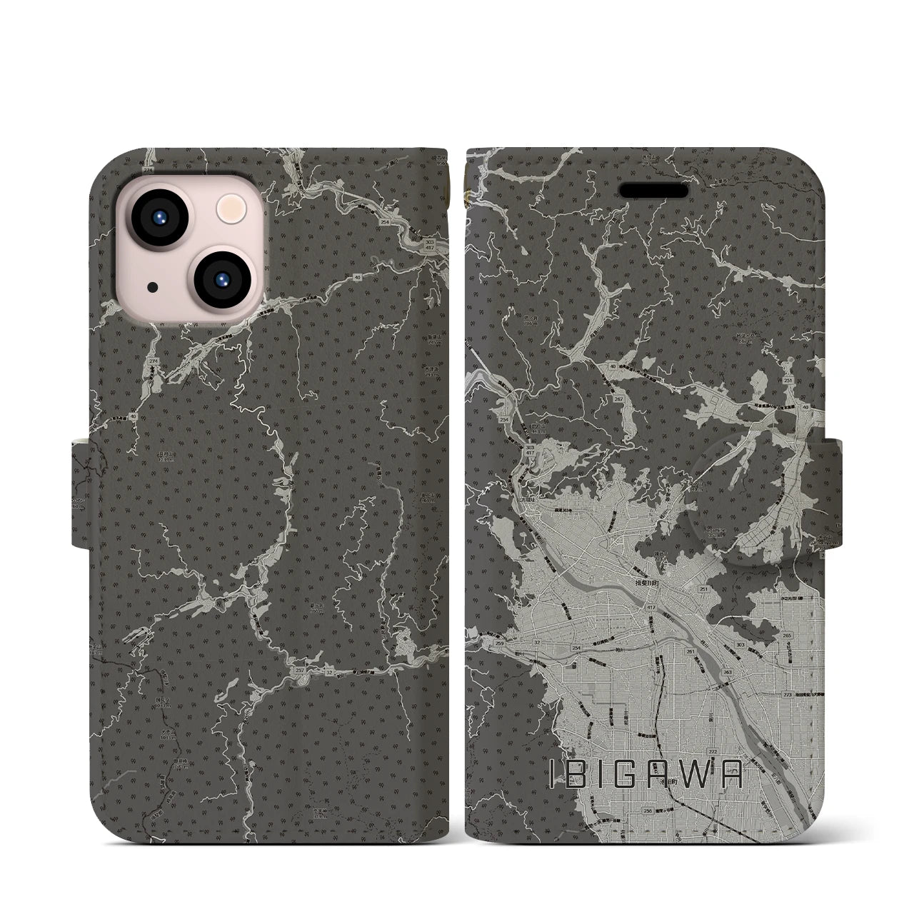【揖斐川(岐阜県)】地図柄iPhoneケース(手帳タイプ)