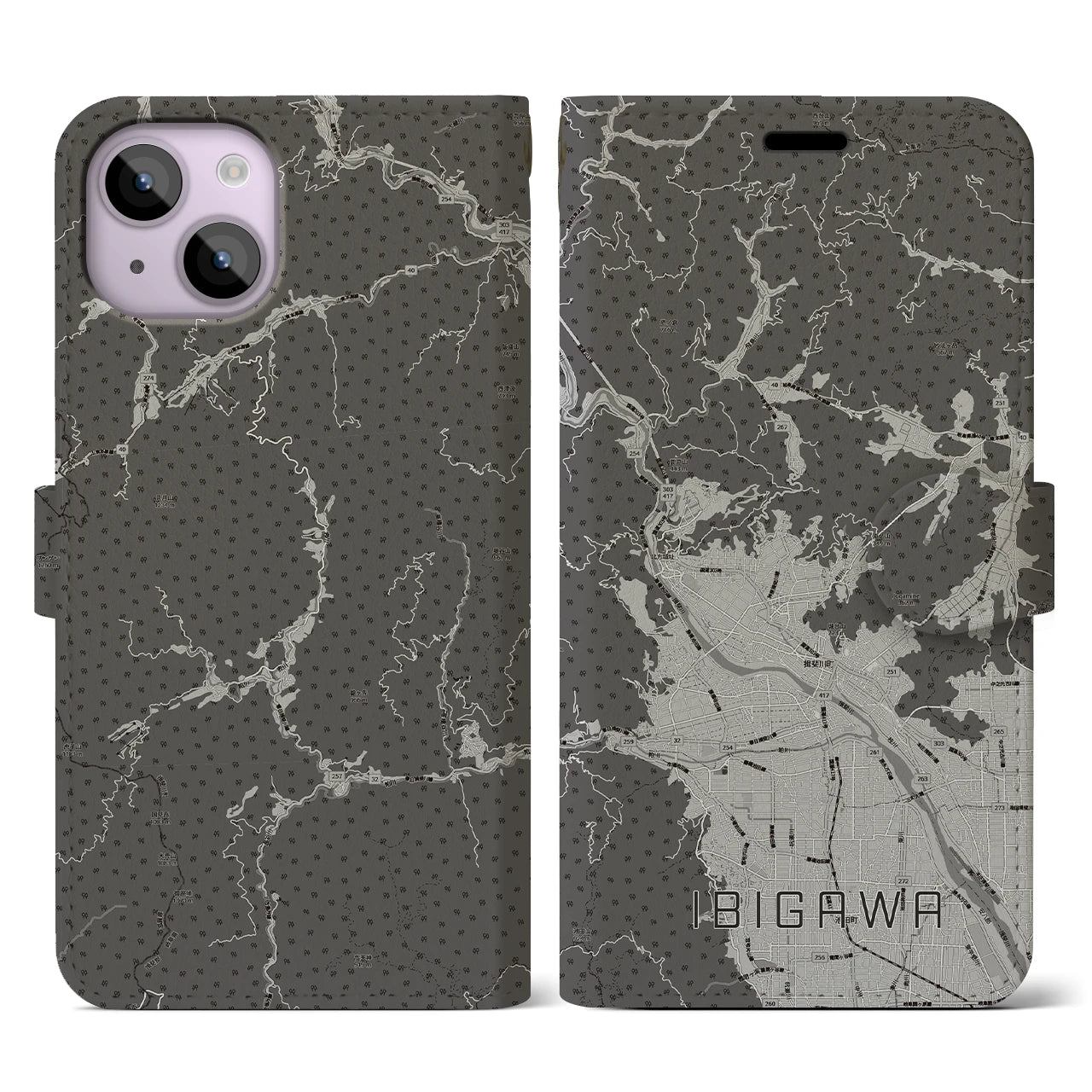 【揖斐川(岐阜県)】地図柄iPhoneケース(手帳タイプ)