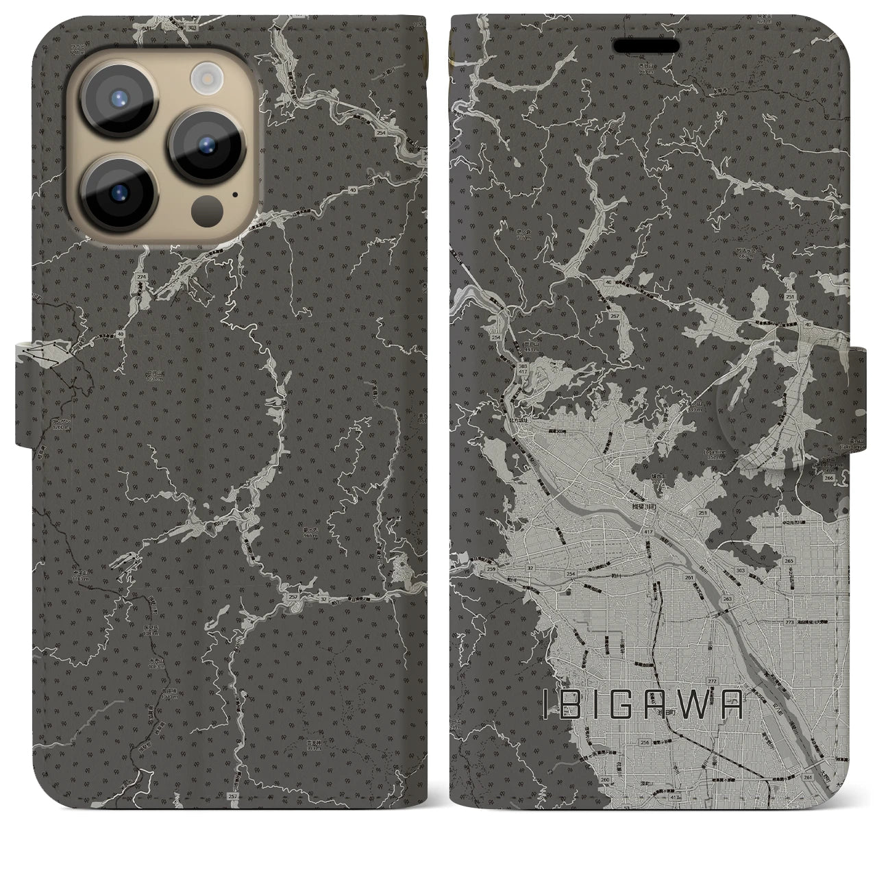 【揖斐川(岐阜県)】地図柄iPhoneケース(手帳タイプ)