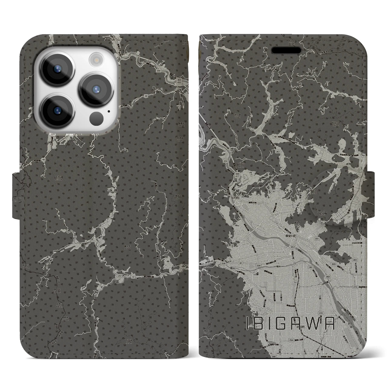 【揖斐川(岐阜県)】地図柄iPhoneケース(手帳タイプ)
