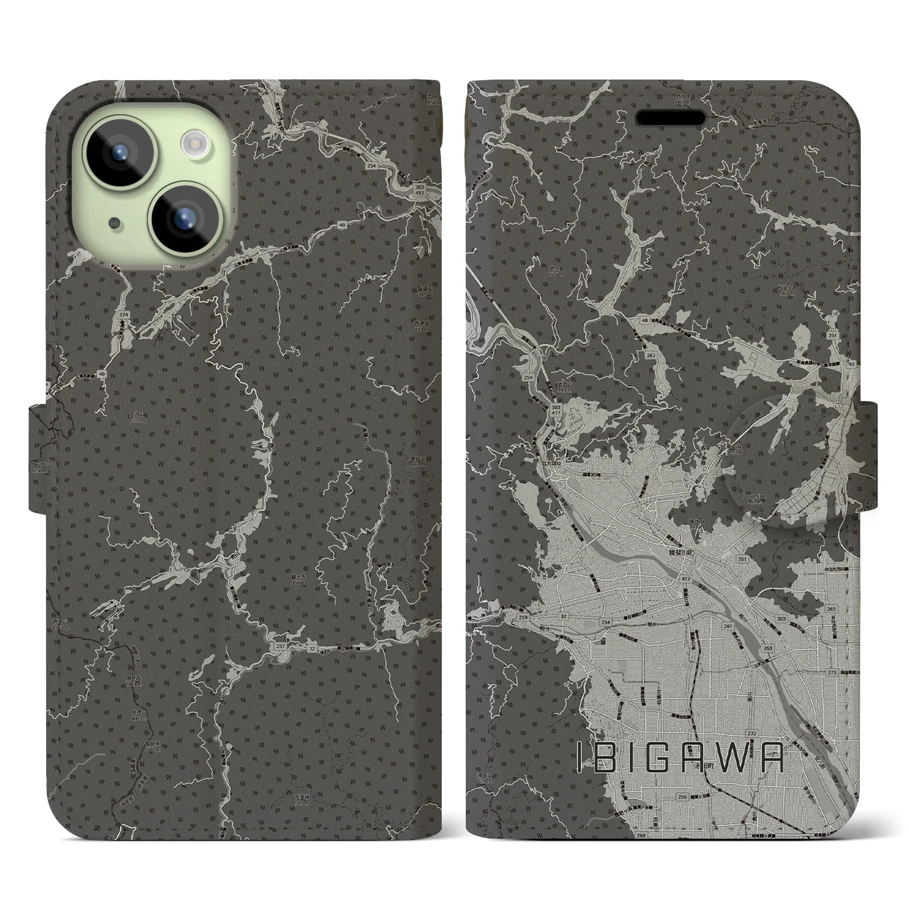 【揖斐川(岐阜県)】地図柄iPhoneケース(手帳タイプ)