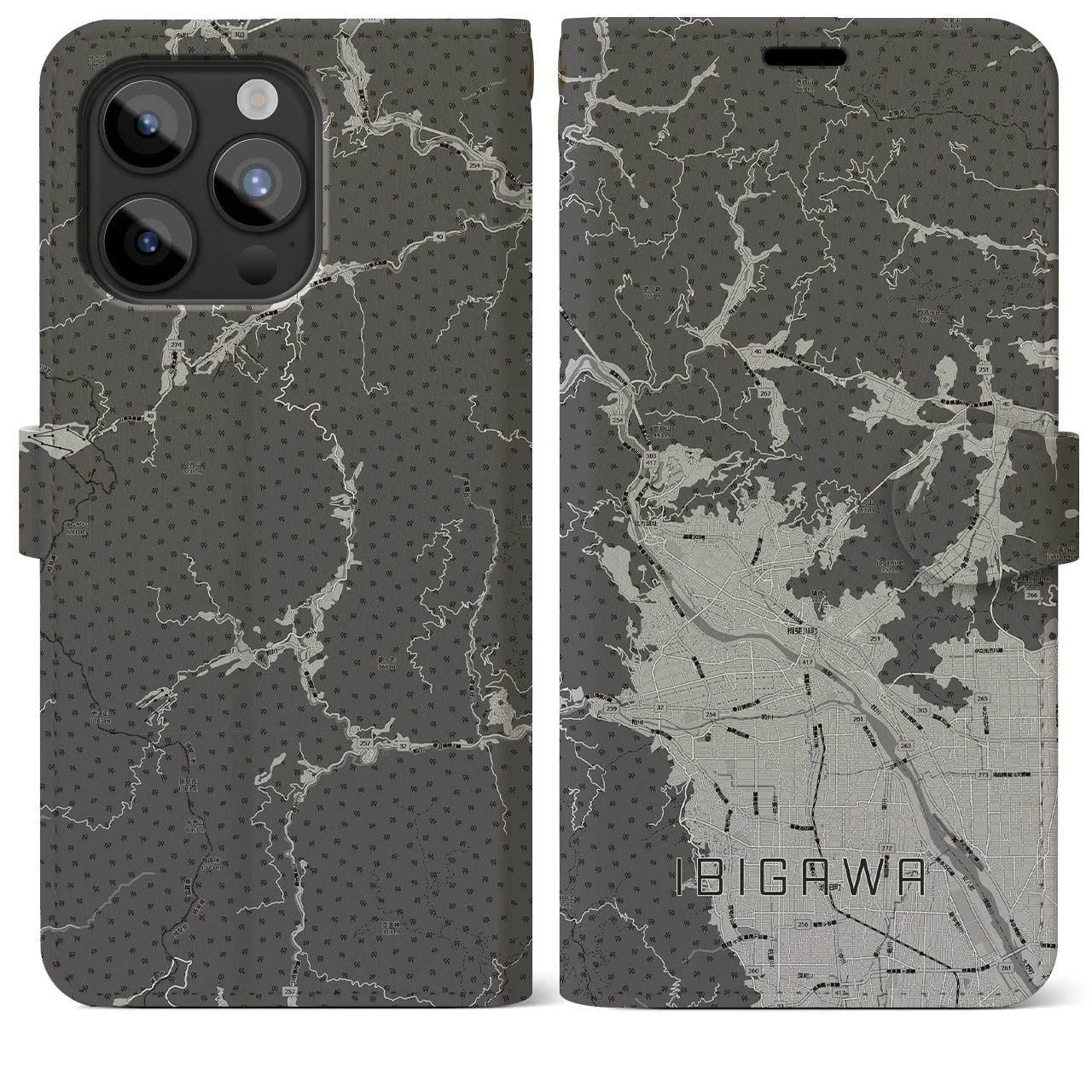 【揖斐川(岐阜県)】地図柄iPhoneケース(手帳タイプ)