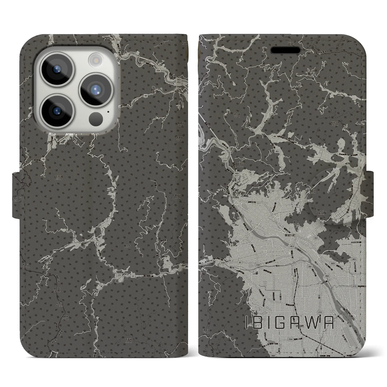 【揖斐川(岐阜県)】地図柄iPhoneケース(手帳タイプ)