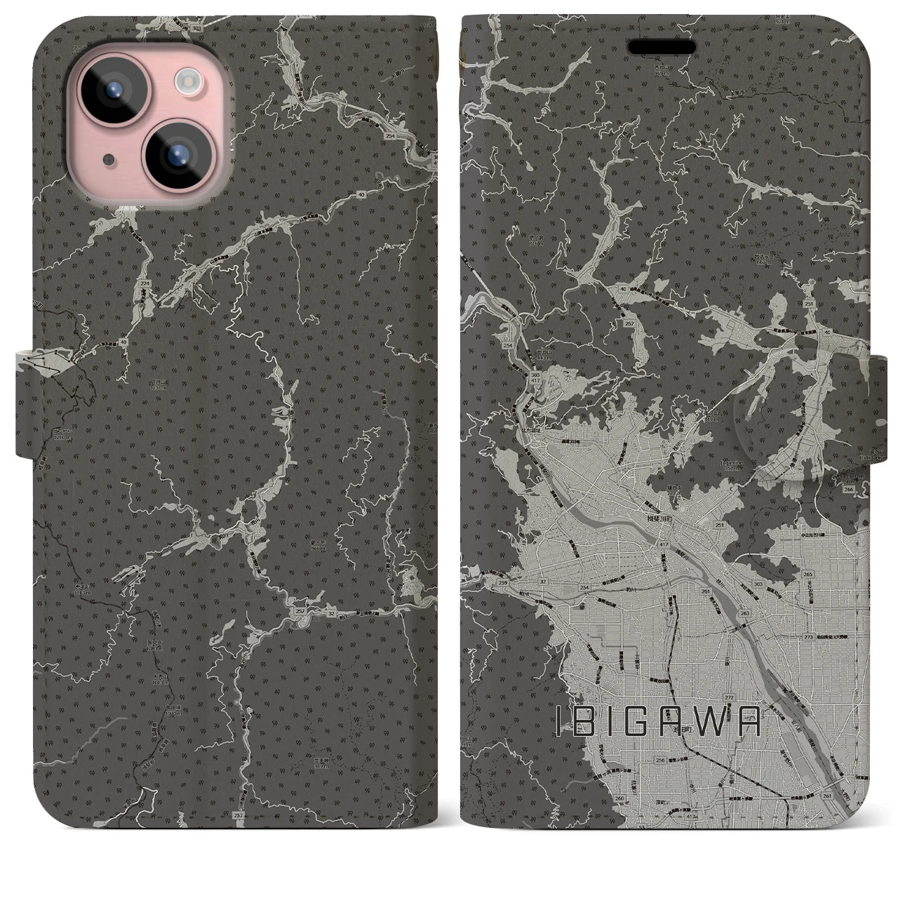 【揖斐川(岐阜県)】地図柄iPhoneケース(手帳タイプ)