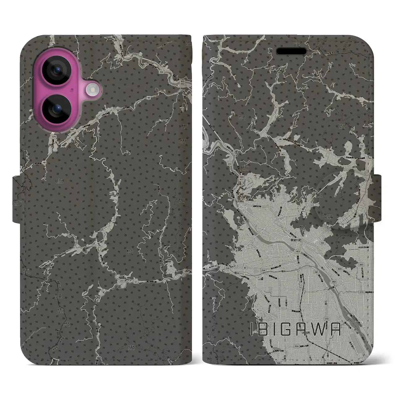 【揖斐川(岐阜県)】地図柄iPhoneケース(手帳タイプ)