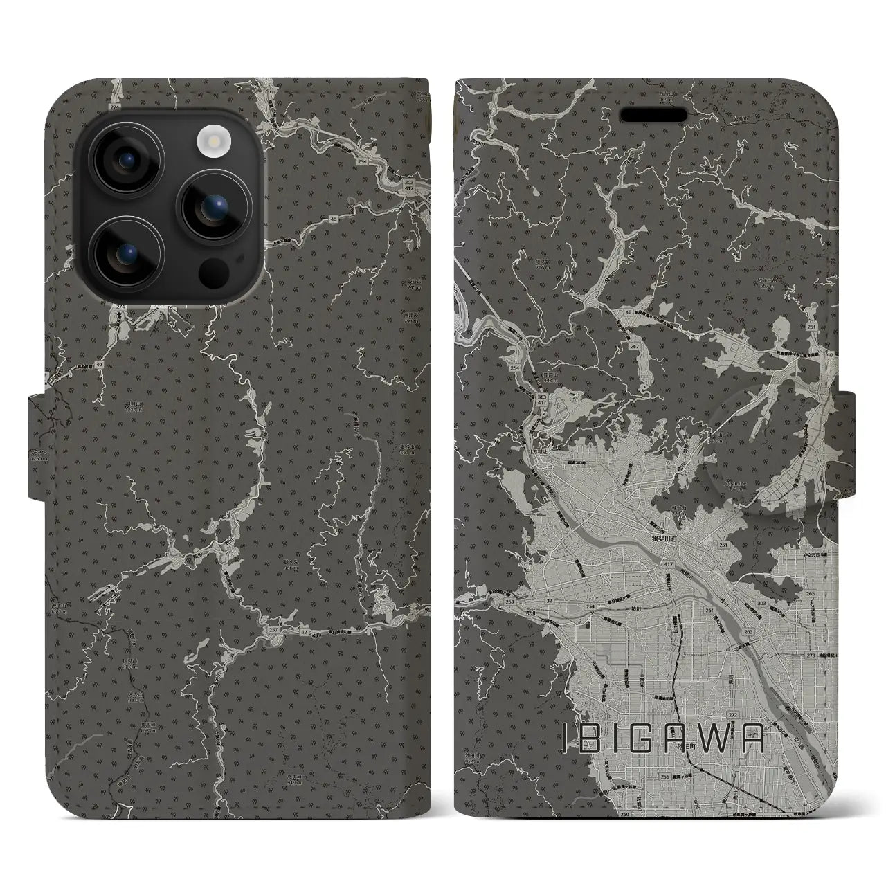 【揖斐川(岐阜県)】地図柄iPhoneケース(手帳タイプ)