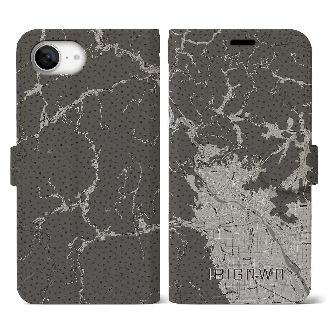 【揖斐川(岐阜県)】地図柄iPhoneケース(手帳タイプ)