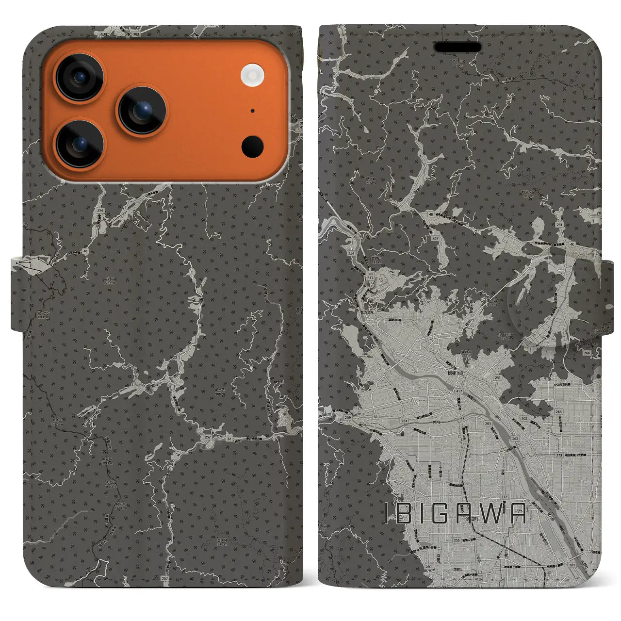 【揖斐川(岐阜県)】地図柄iPhoneケース(手帳タイプ)