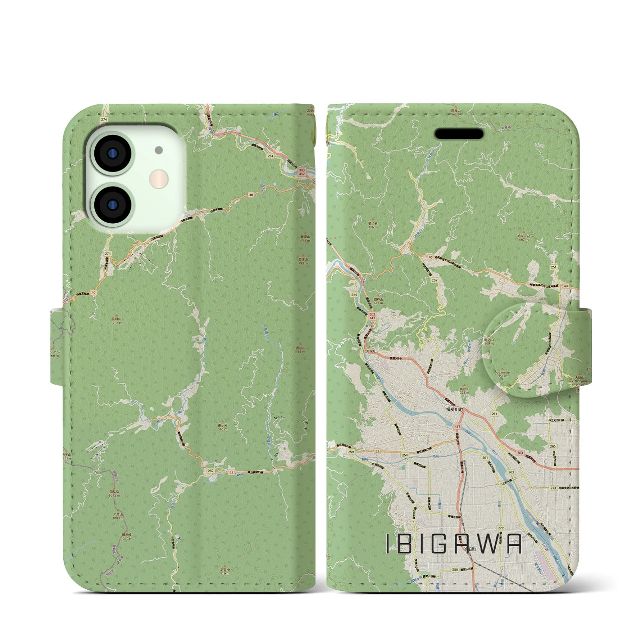 【揖斐川(岐阜県)】地図柄iPhoneケース(手帳タイプ)