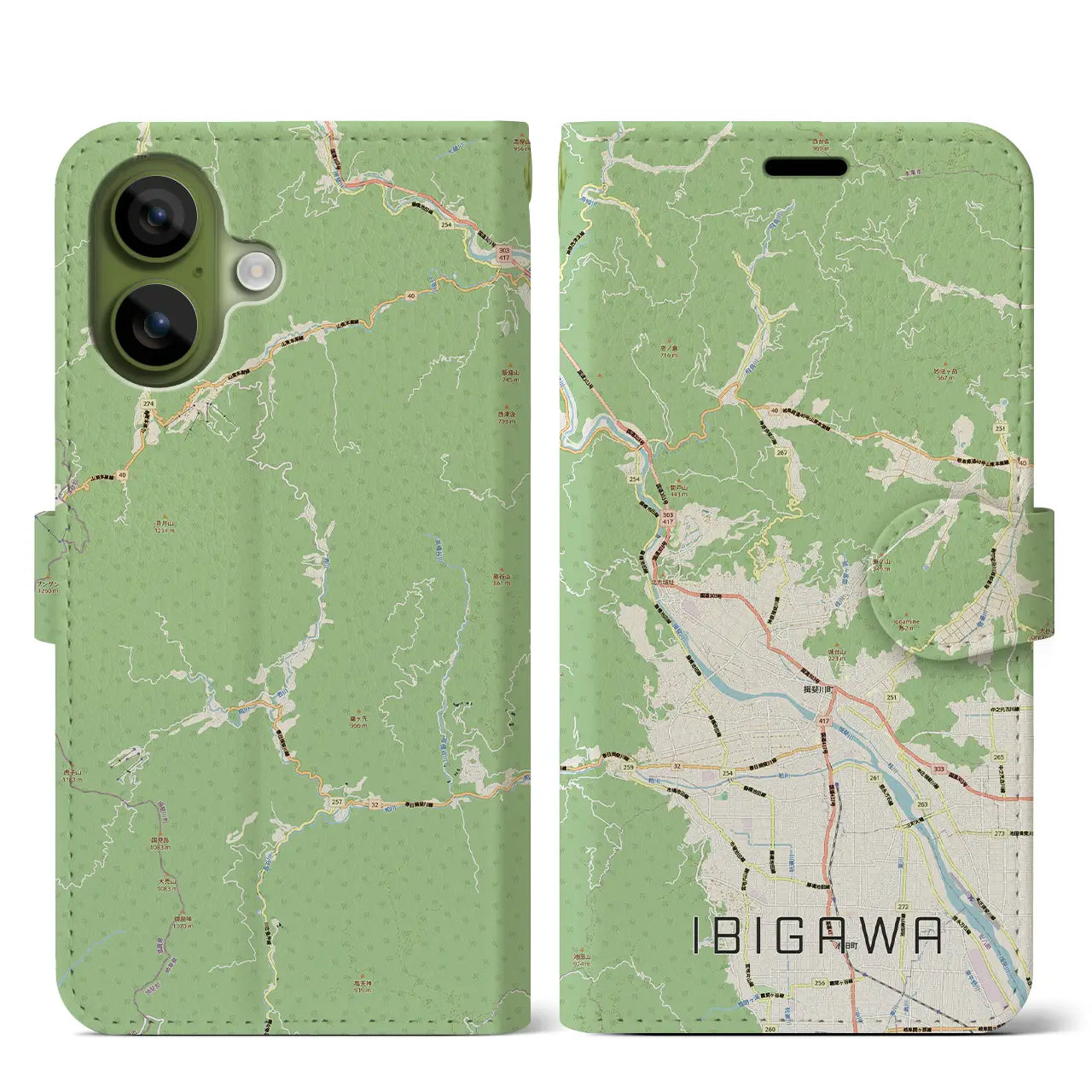 【揖斐川(岐阜県)】地図柄iPhoneケース(手帳タイプ)