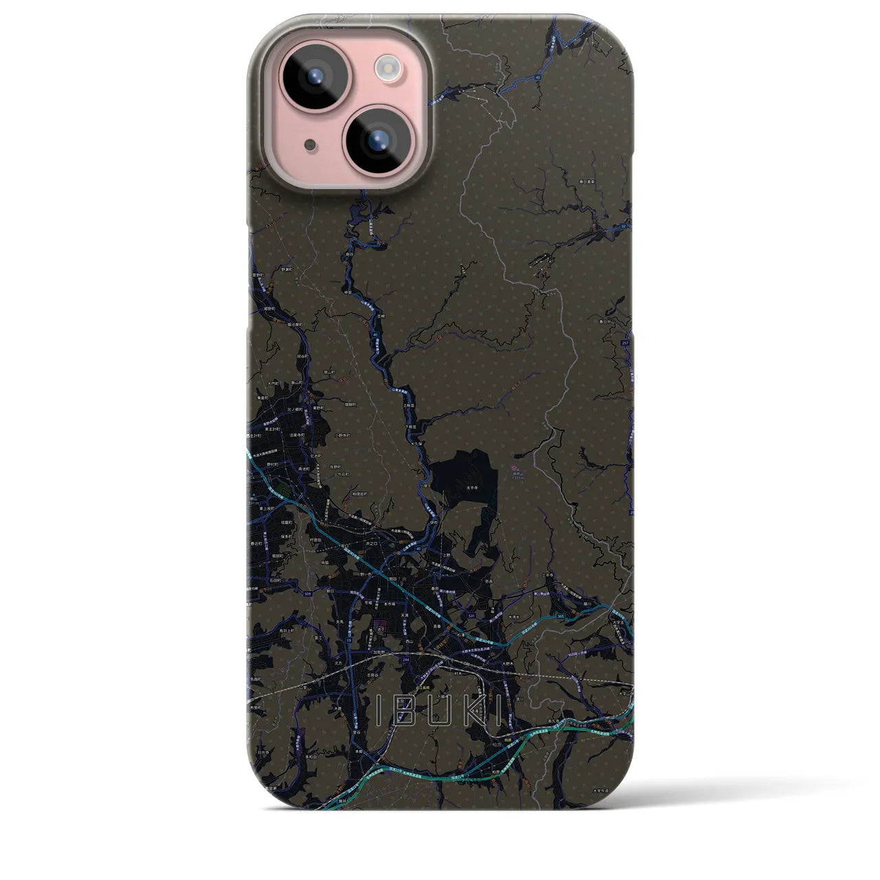 【伊吹(滋賀県)】地図柄iPhoneケース(バックカバータイプ)