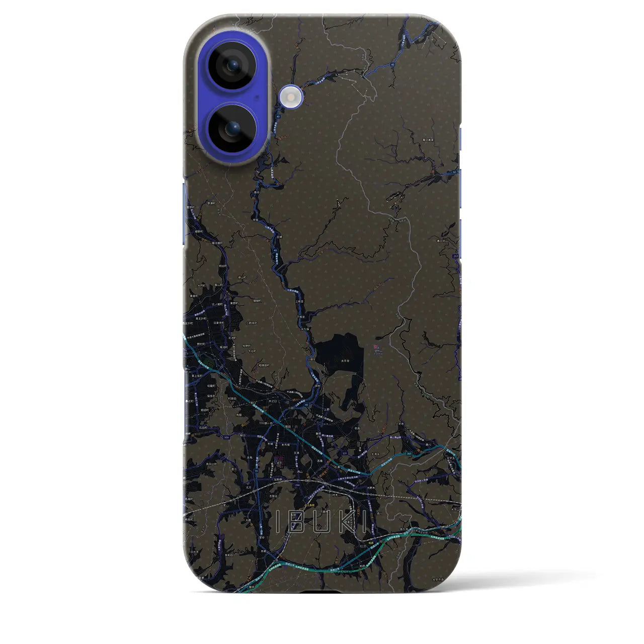 【伊吹(滋賀県)】地図柄iPhoneケース(バックカバータイプ)