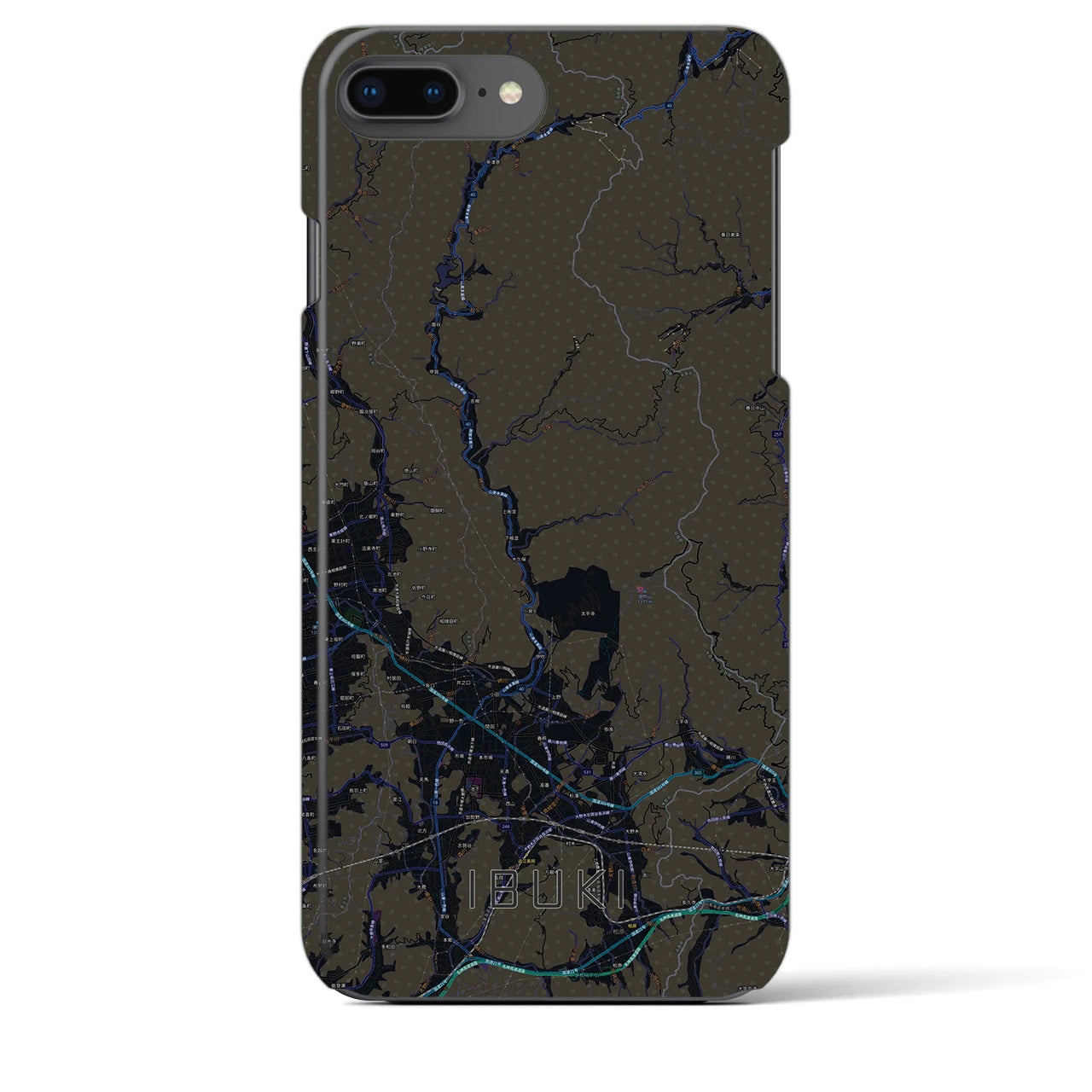 【伊吹(滋賀県)】地図柄iPhoneケース(バックカバータイプ)