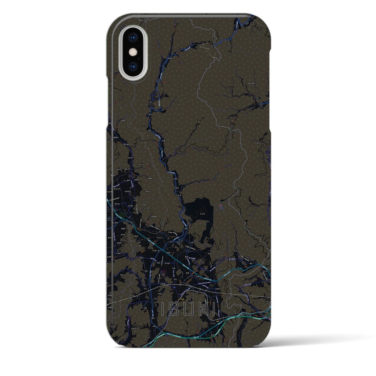 【伊吹(滋賀県)】地図柄iPhoneケース(バックカバータイプ)