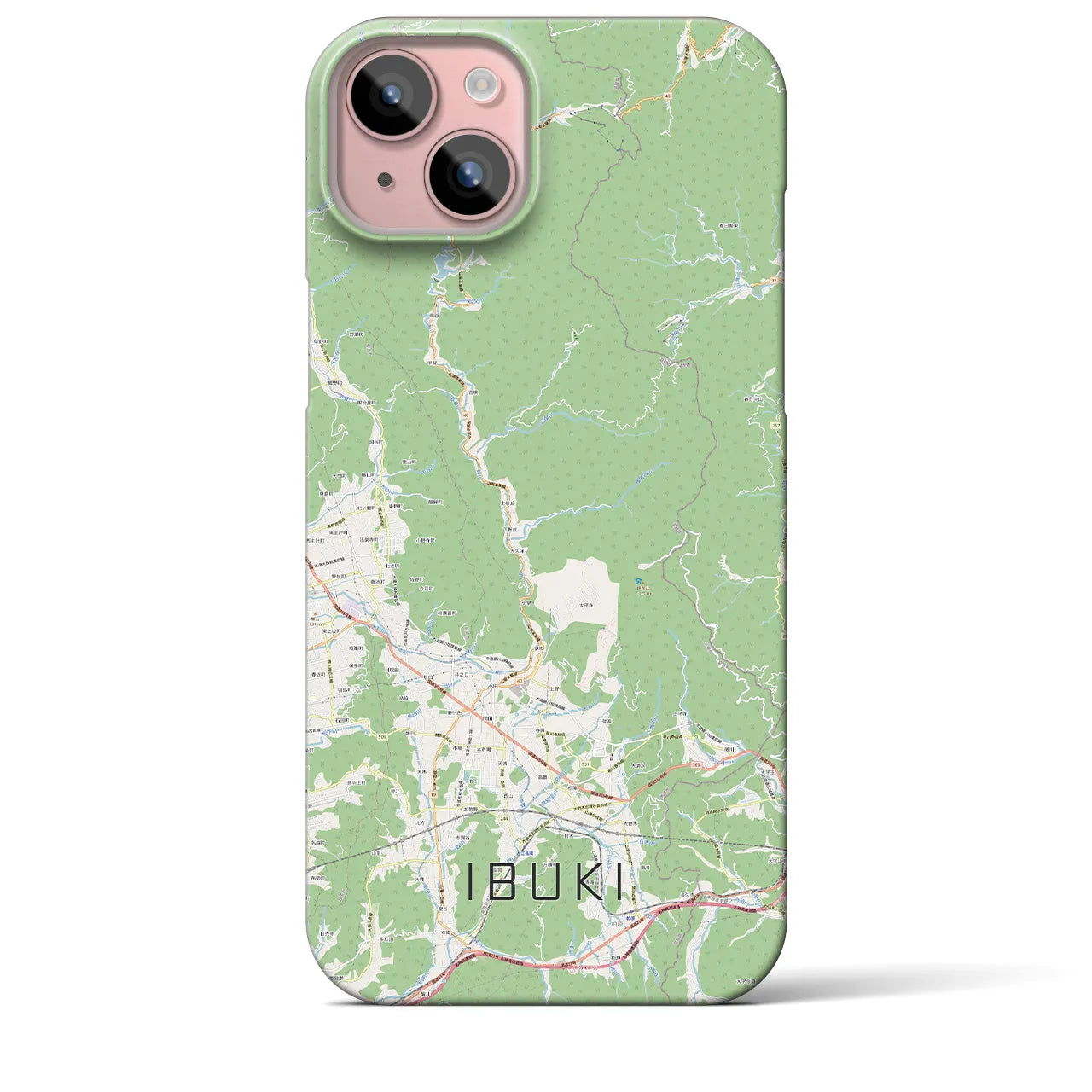 【伊吹(滋賀県)】地図柄iPhoneケース(バックカバータイプ)