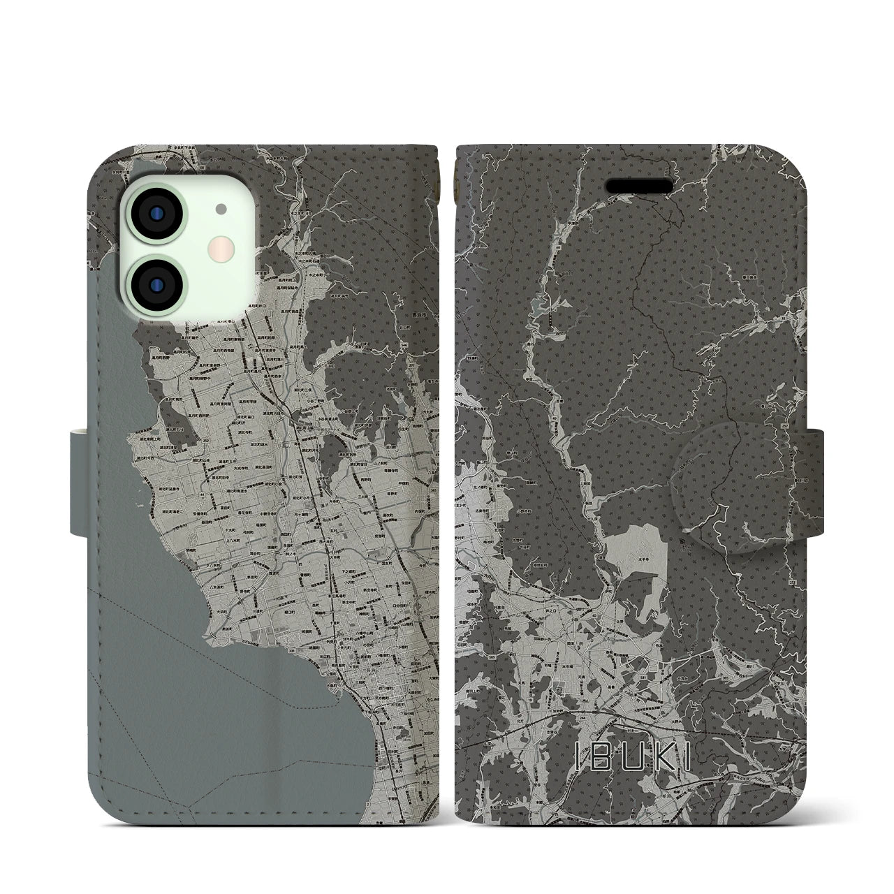 【伊吹(滋賀県)】地図柄iPhoneケース(手帳タイプ)