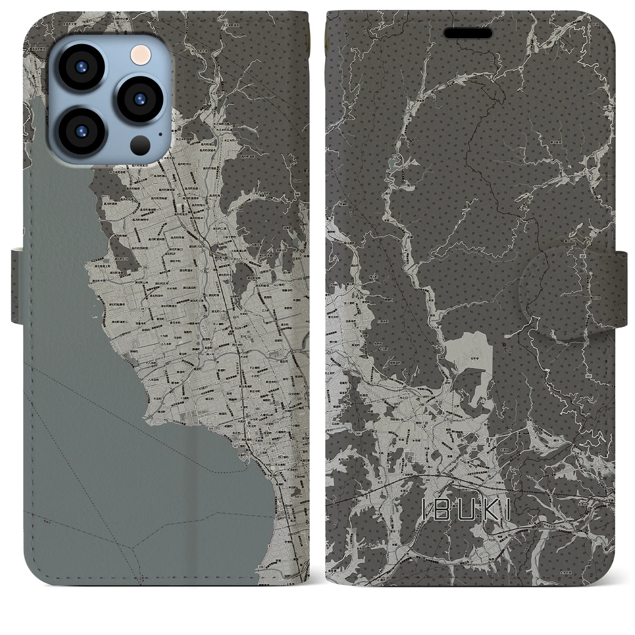 【伊吹(滋賀県)】地図柄iPhoneケース(手帳タイプ)