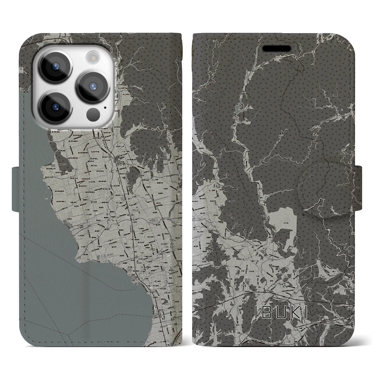 【伊吹(滋賀県)】地図柄iPhoneケース(手帳タイプ)