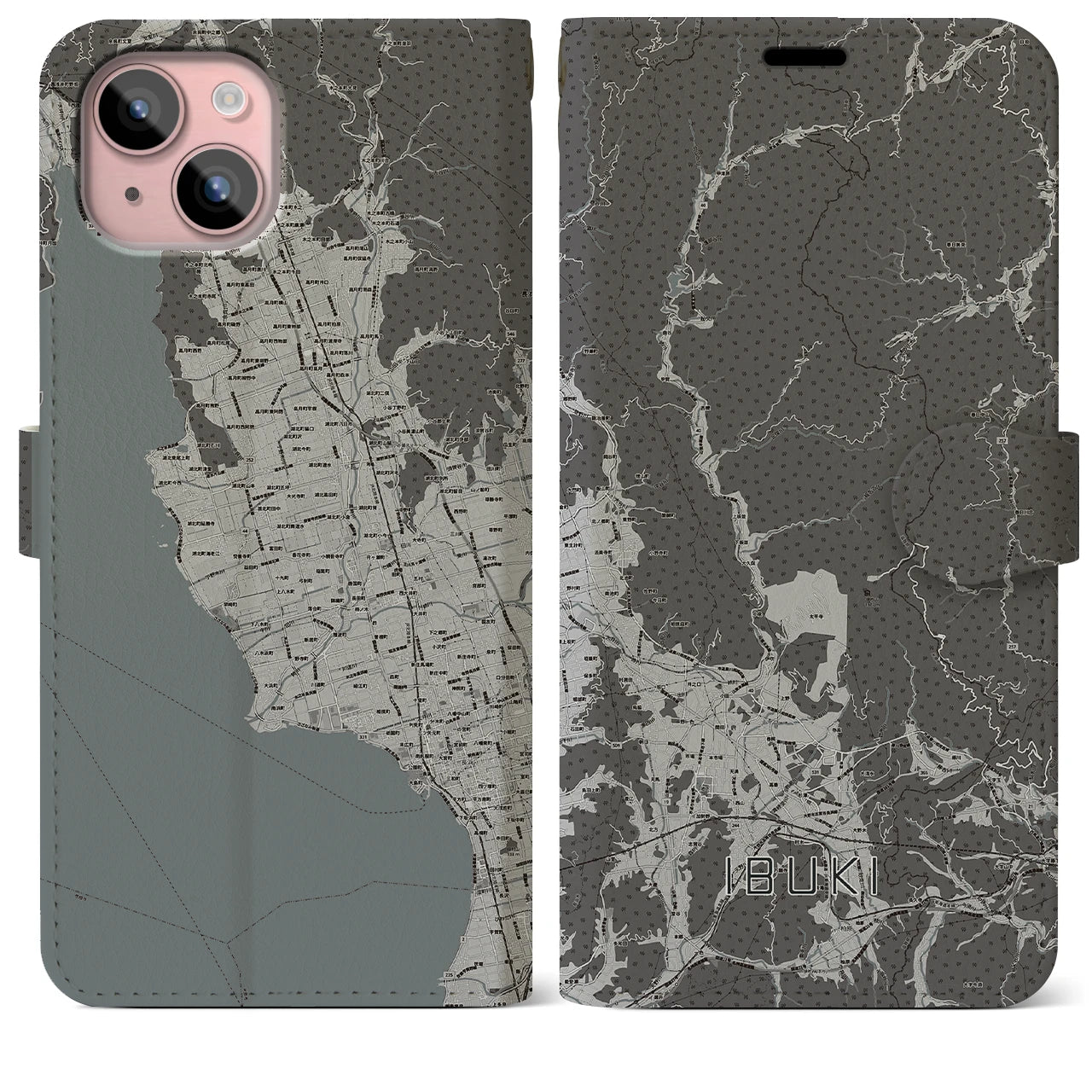 【伊吹(滋賀県)】地図柄iPhoneケース(手帳タイプ)