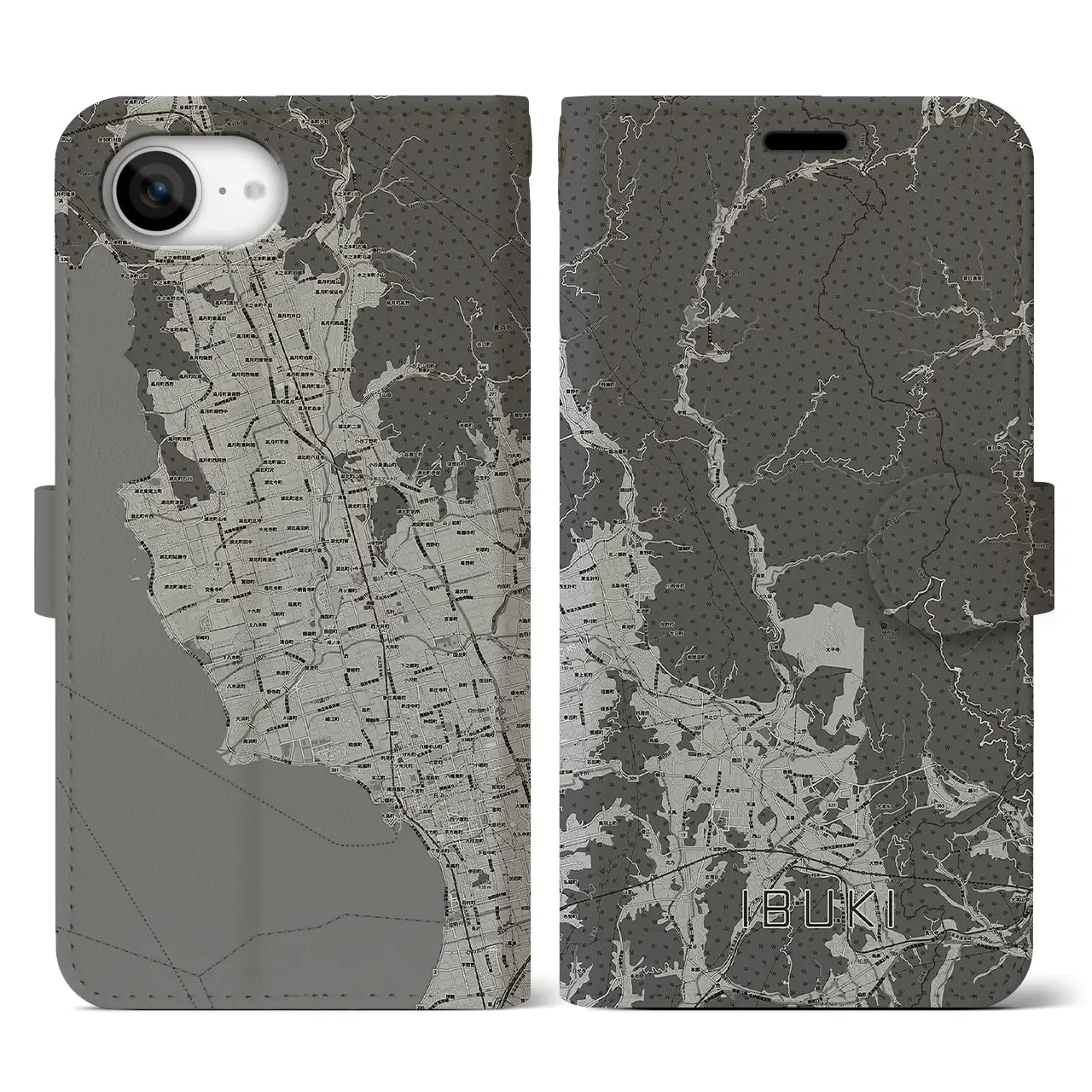 【伊吹(滋賀県)】地図柄iPhoneケース(手帳タイプ)