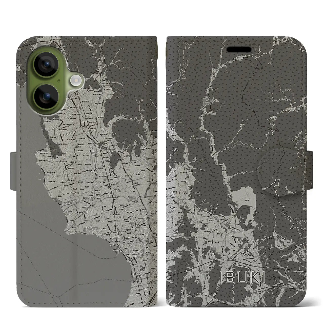 【伊吹(滋賀県)】地図柄iPhoneケース(手帳タイプ)