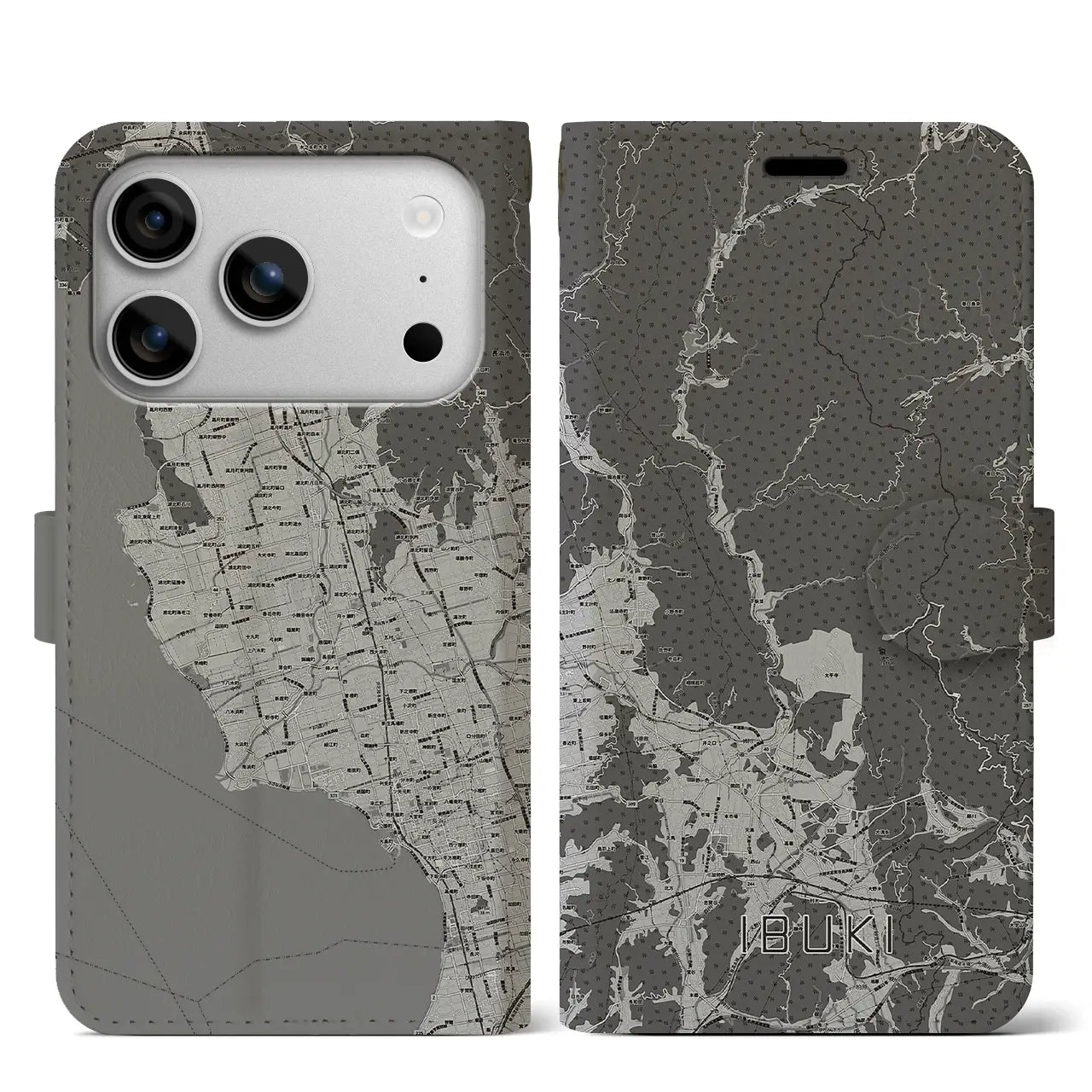 【伊吹(滋賀県)】地図柄iPhoneケース(手帳タイプ)