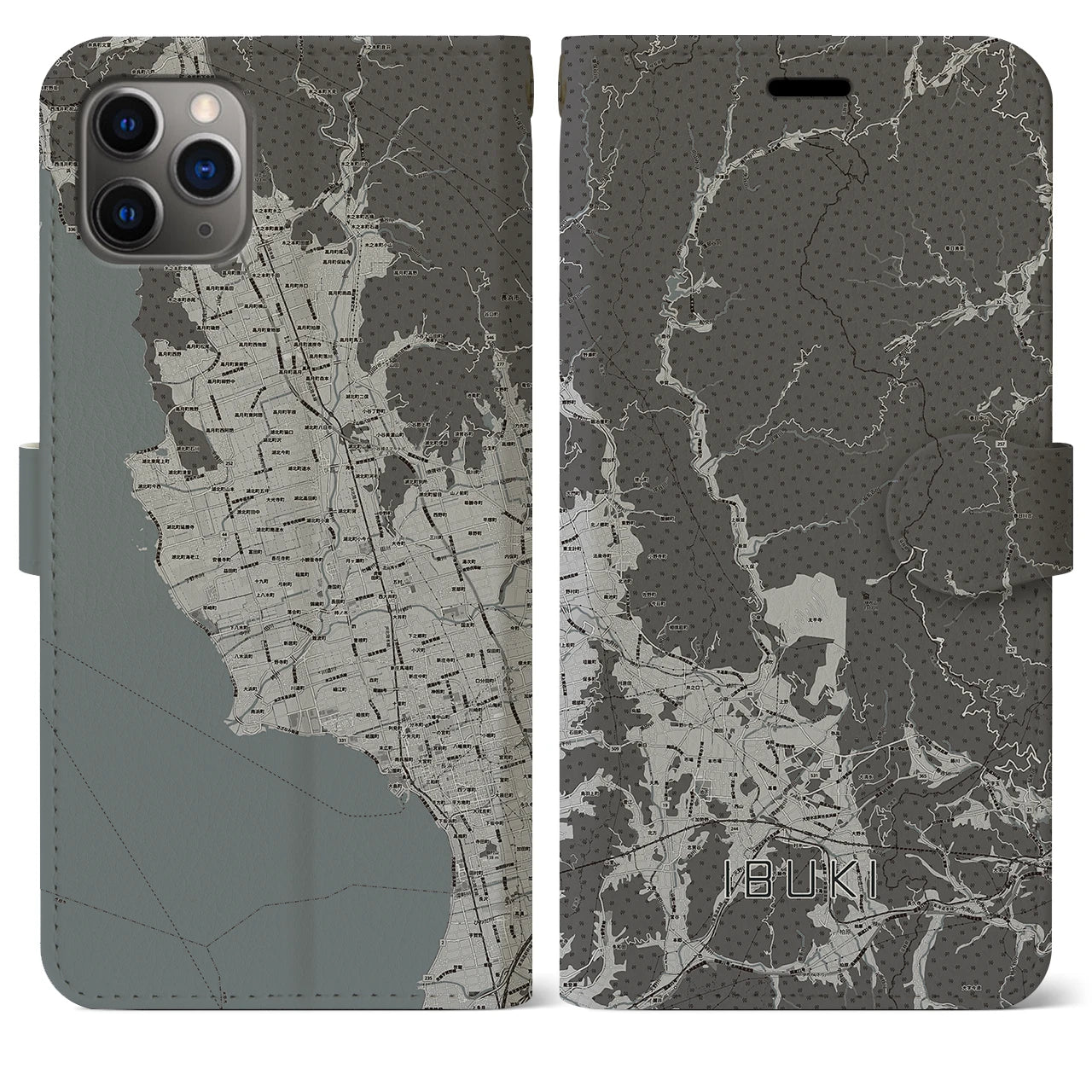 【伊吹(滋賀県)】地図柄iPhoneケース(手帳タイプ)