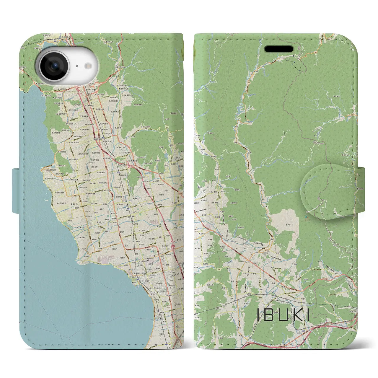 【伊吹(滋賀県)】地図柄iPhoneケース(手帳タイプ)