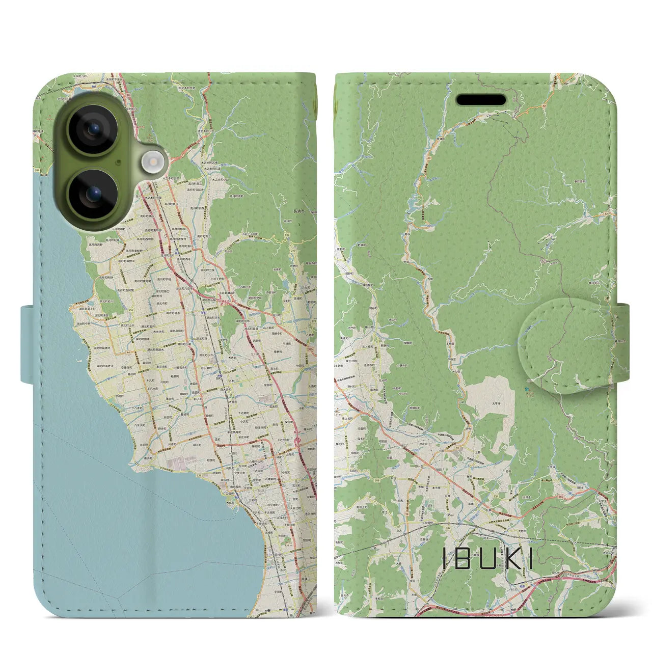 【伊吹(滋賀県)】地図柄iPhoneケース(手帳タイプ)