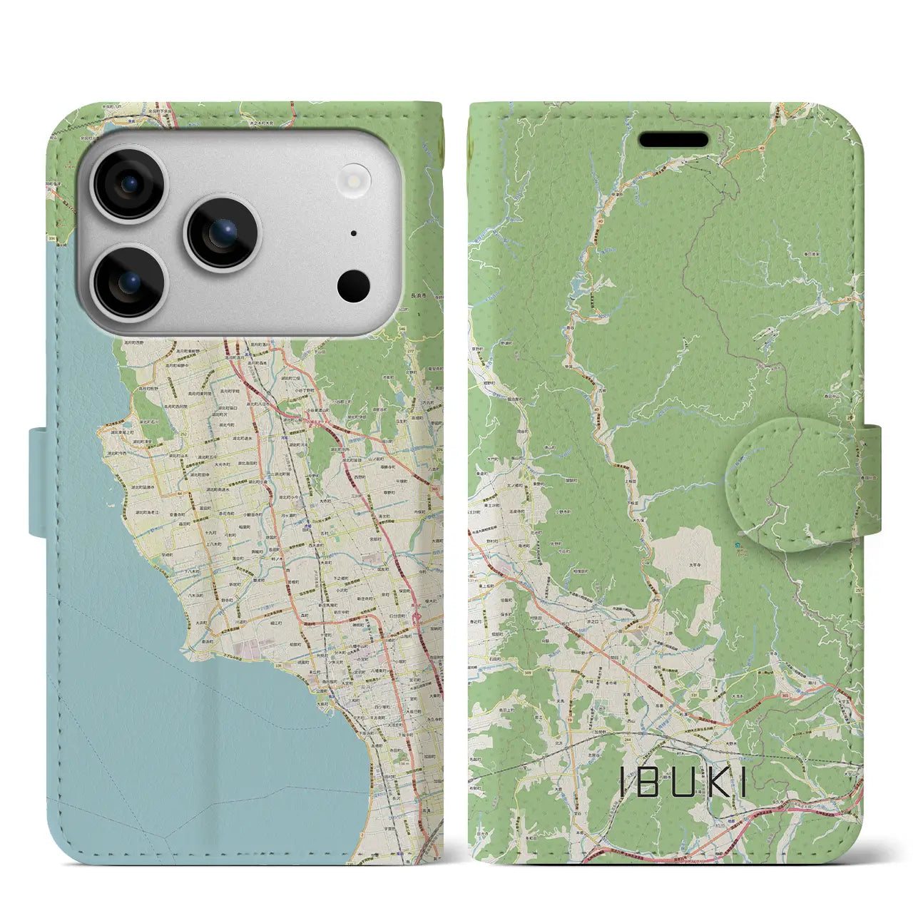 【伊吹(滋賀県)】地図柄iPhoneケース(手帳タイプ)