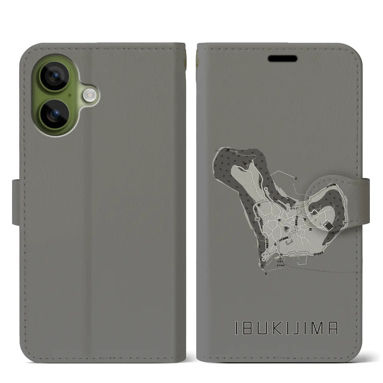 【伊吹島(香川県)】地図柄iPhoneケース(手帳タイプ)