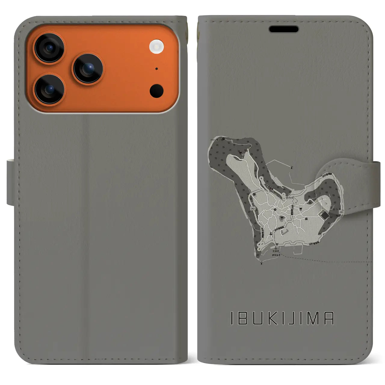 【伊吹島(香川県)】地図柄iPhoneケース(手帳タイプ)