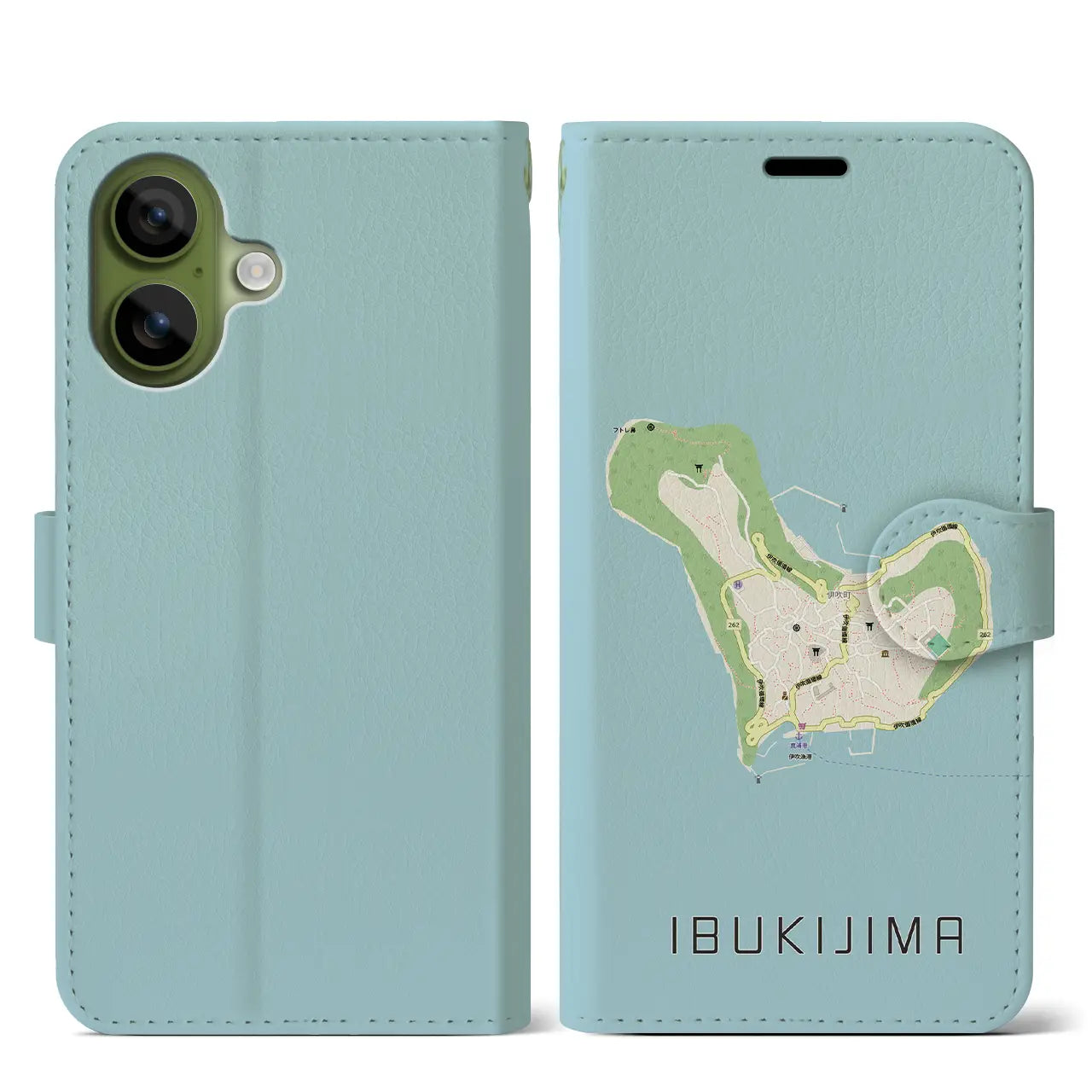 【伊吹島(香川県)】地図柄iPhoneケース(手帳タイプ)モノトーン・iPhone 17 Pro Max 用