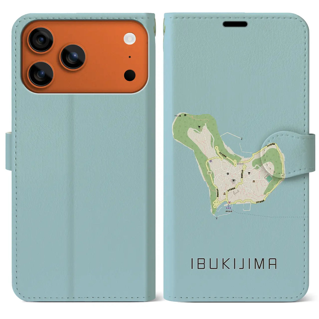 【伊吹島(香川県)】地図柄iPhoneケース(手帳タイプ)ナチュラル・iPhone 17 Pro Max 用