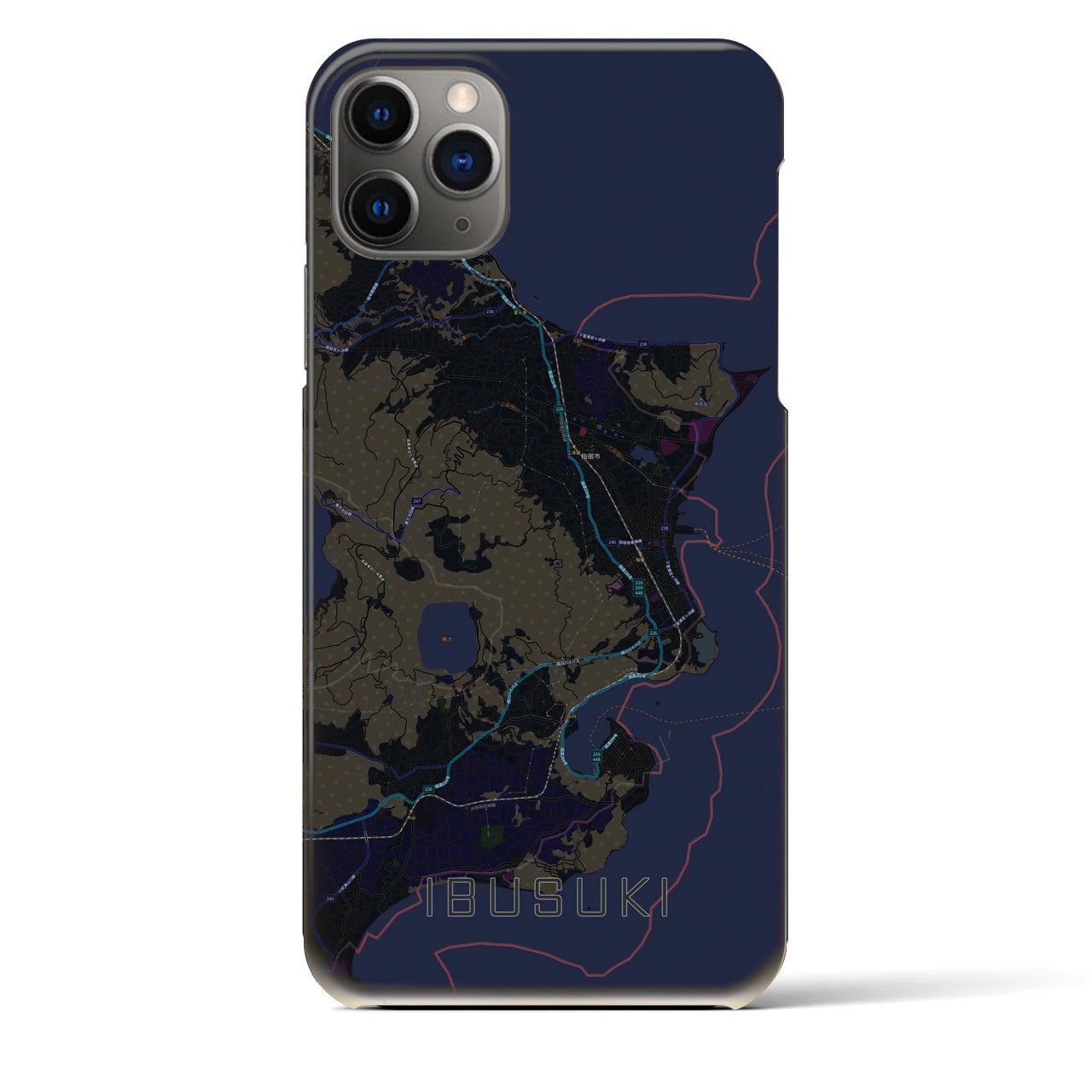 【指宿(鹿児島県)】地図柄iPhoneケース(バックカバータイプ)