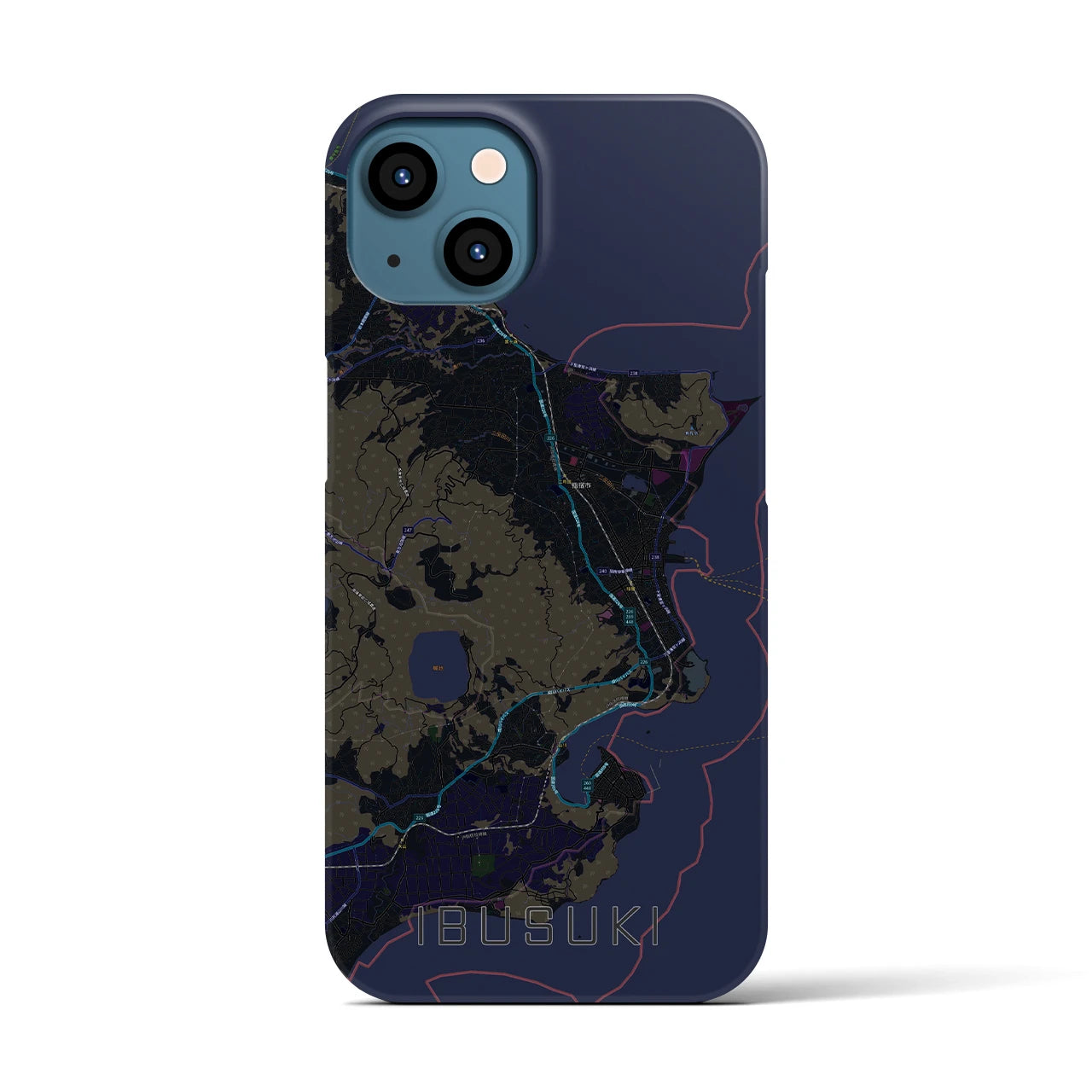 【指宿(鹿児島県)】地図柄iPhoneケース(バックカバータイプ)