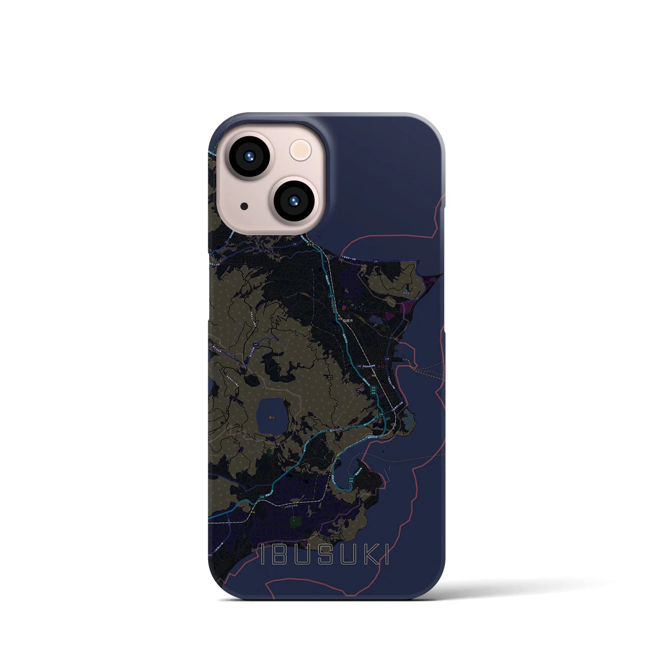 【指宿(鹿児島県)】地図柄iPhoneケース(バックカバータイプ)