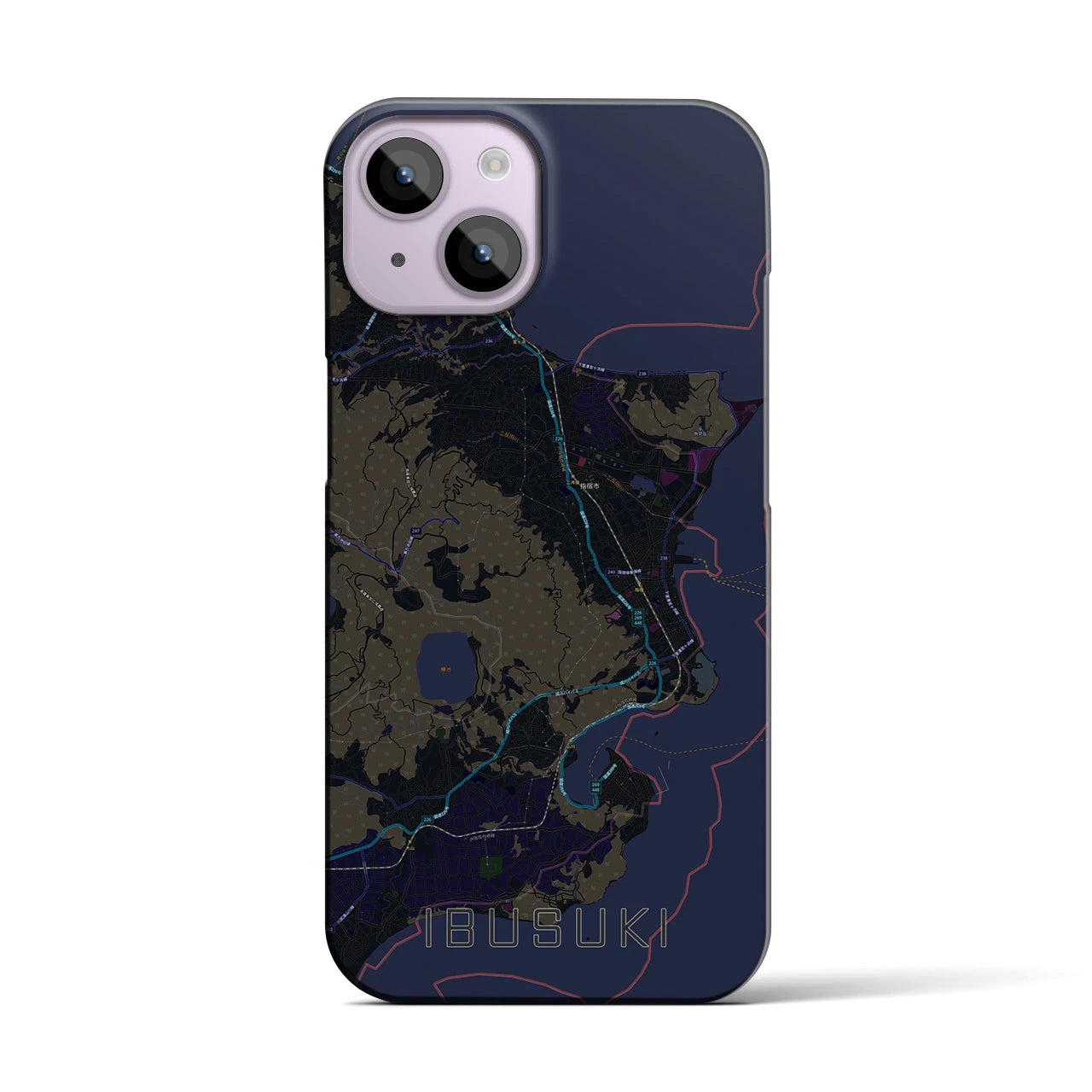 【指宿(鹿児島県)】地図柄iPhoneケース(バックカバータイプ)