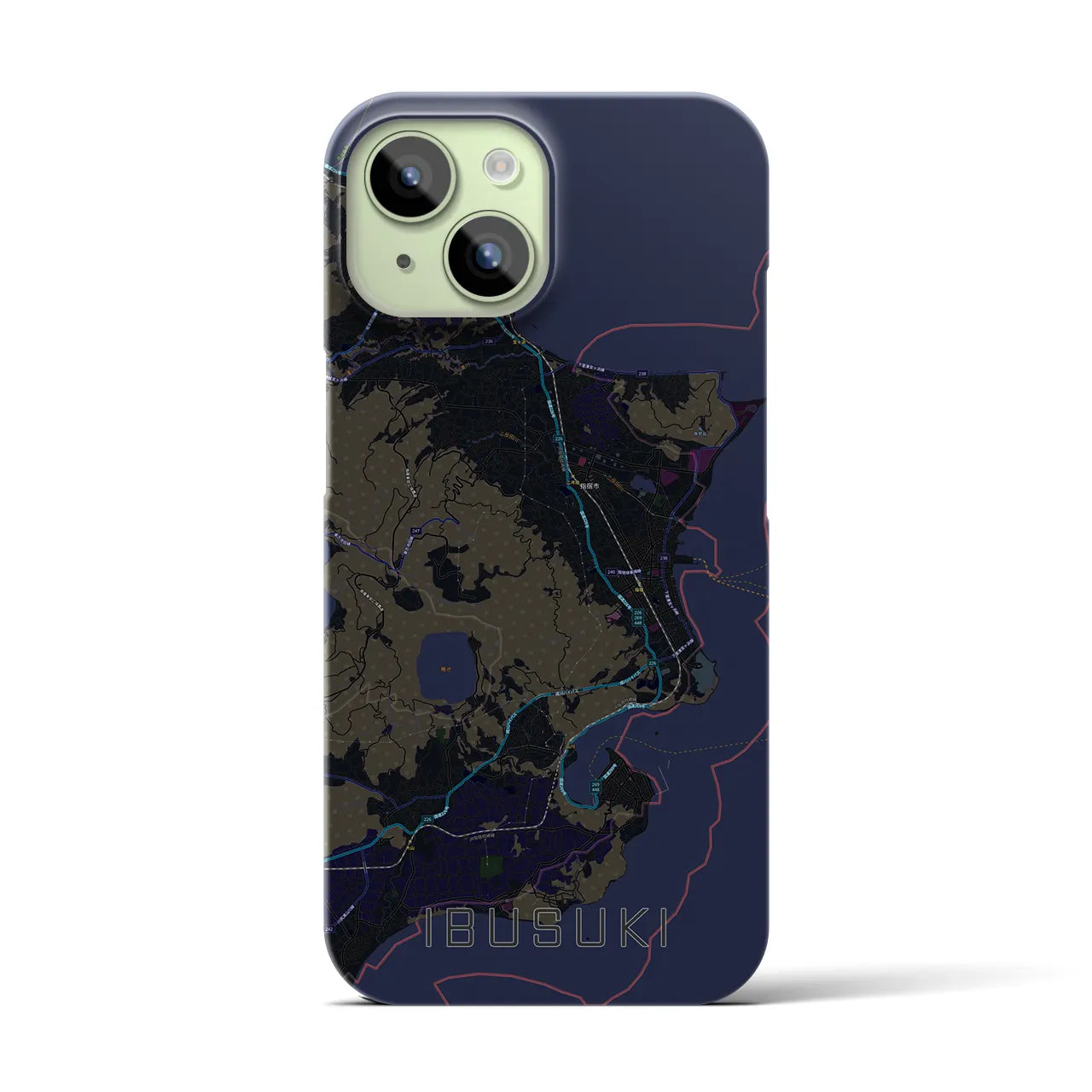 【指宿(鹿児島県)】地図柄iPhoneケース(バックカバータイプ)
