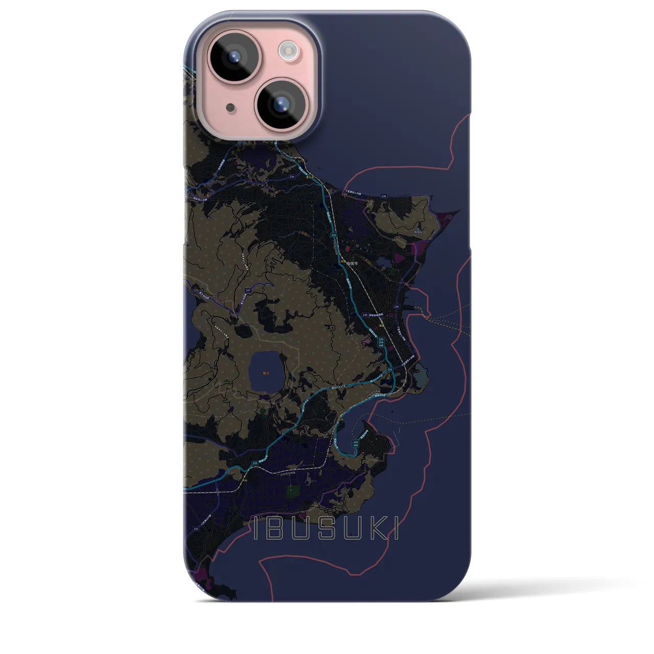 【指宿(鹿児島県)】地図柄iPhoneケース(バックカバータイプ)
