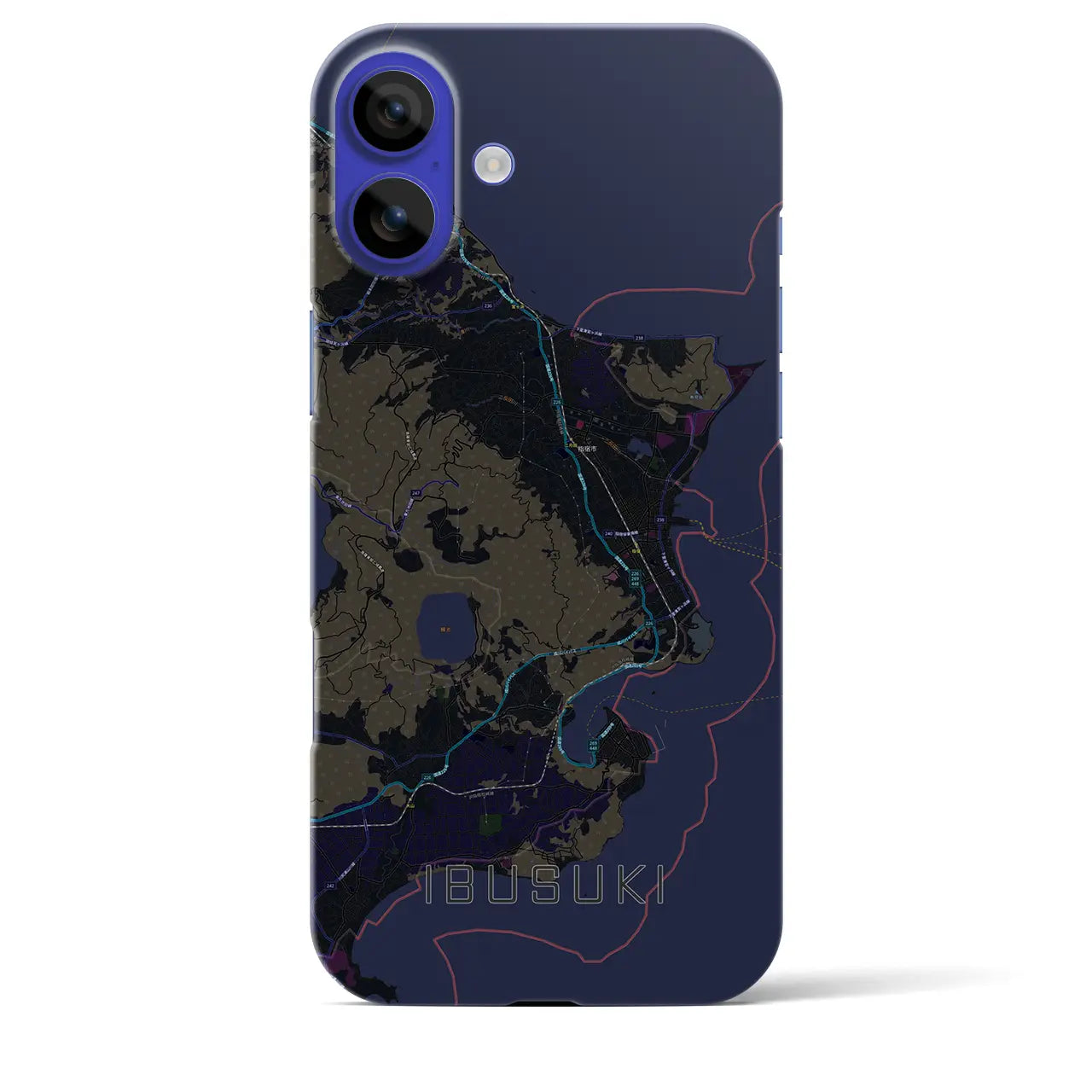 【指宿(鹿児島県)】地図柄iPhoneケース(バックカバータイプ)